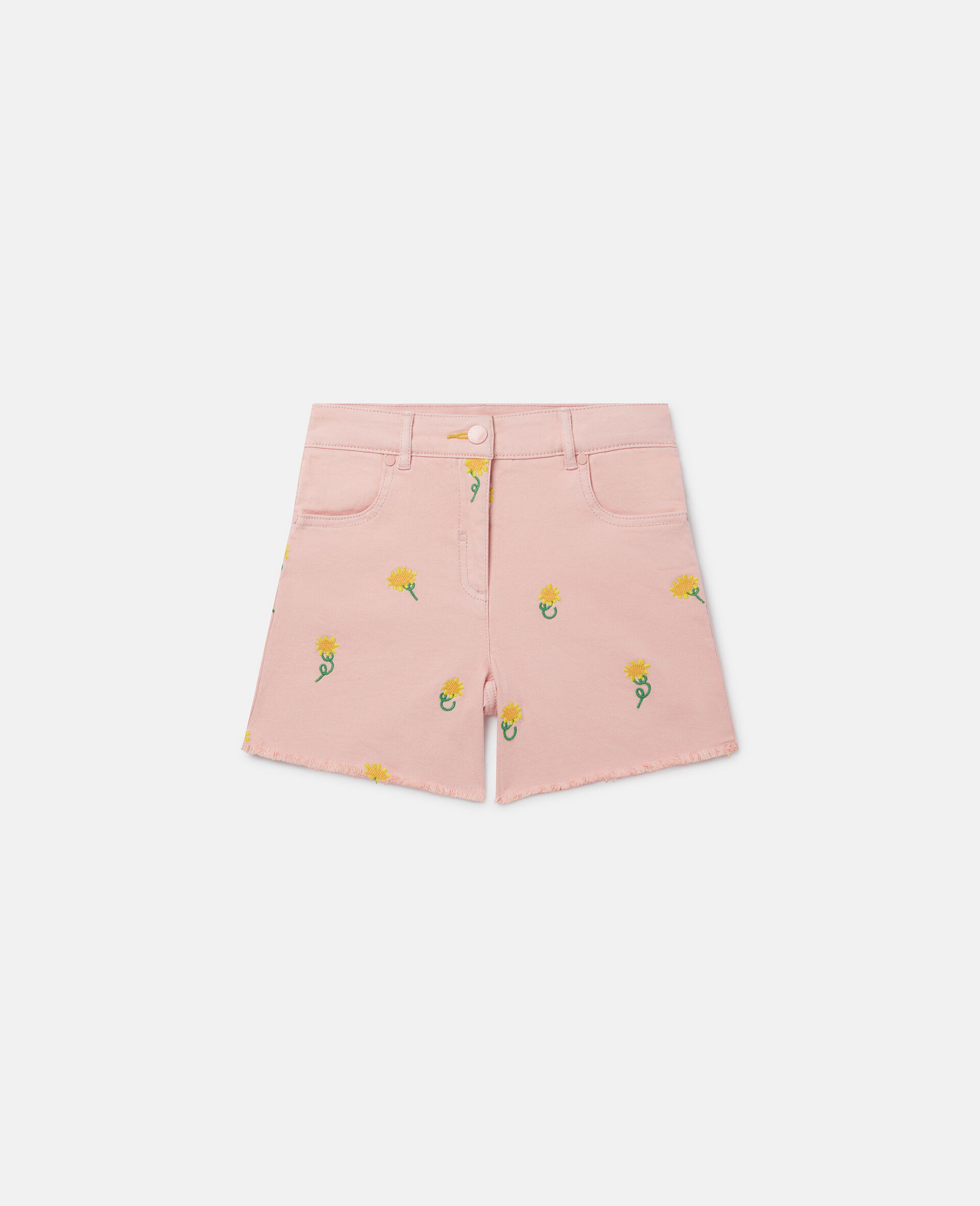 Sunflower Print Denim Shorts-Rosa-large image number 0