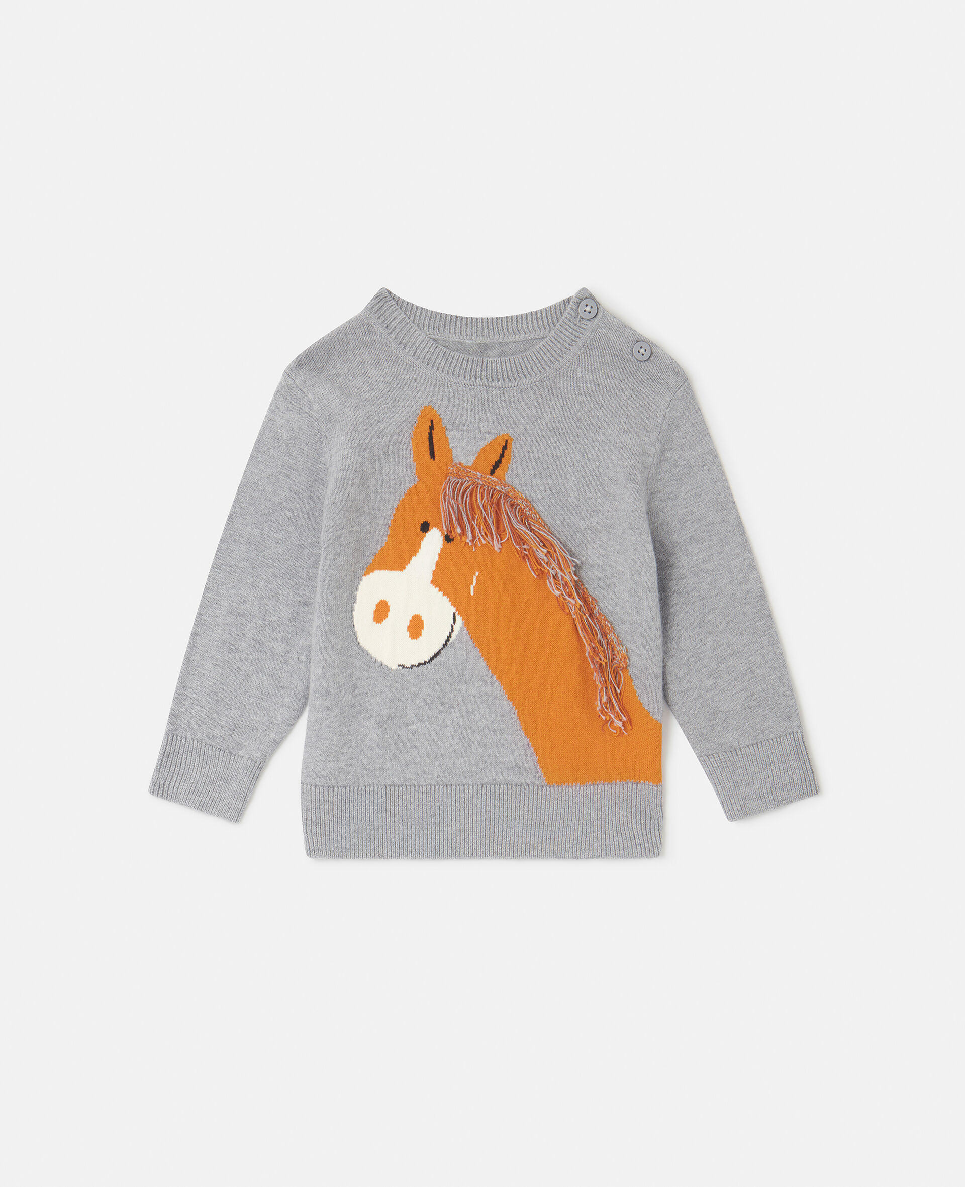 Horse Graphic Fringed Sweatshirt-Grey-large image number 0