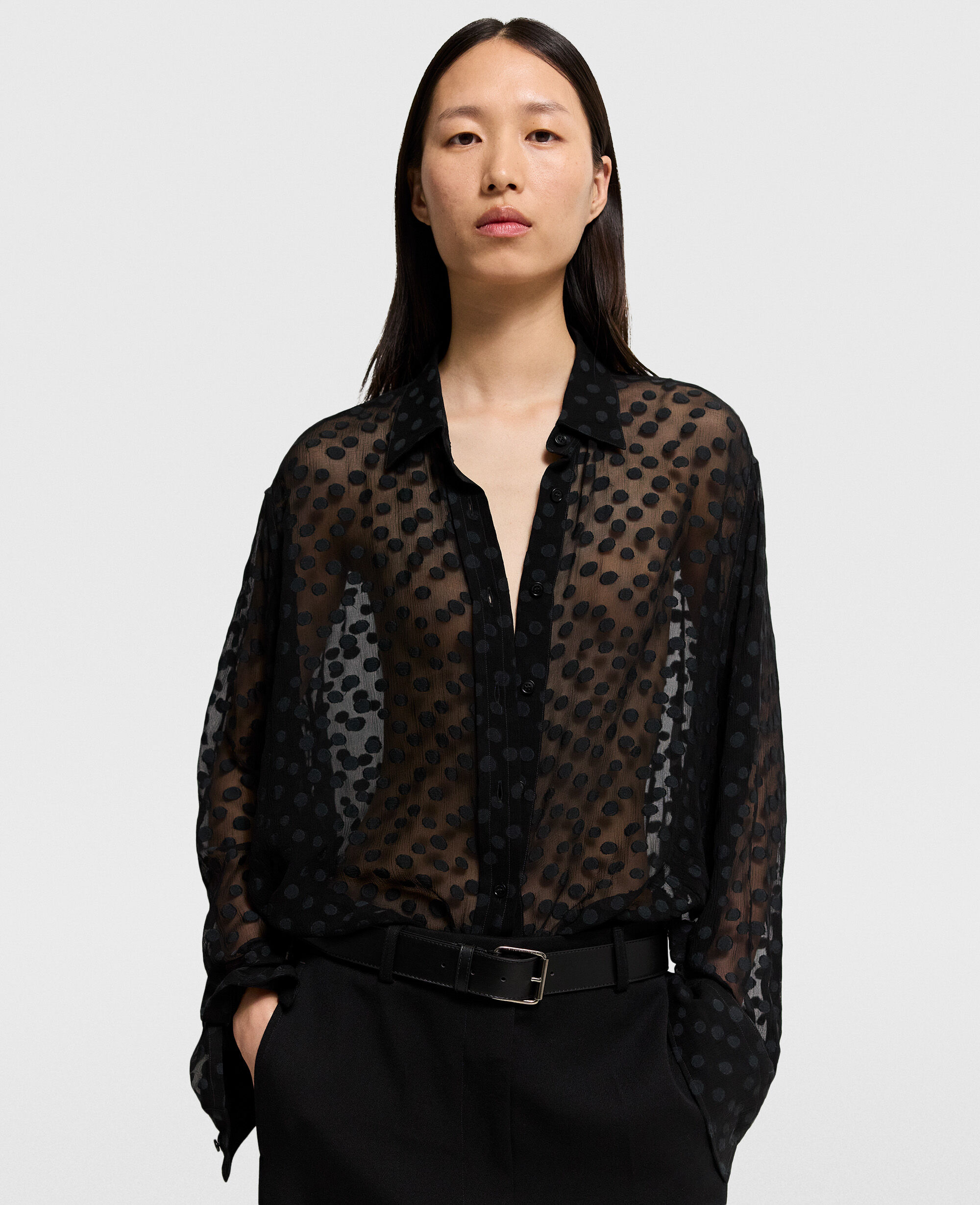ステラマッカートニー ドレープカラー ブラウス 半袖 ネイビー 38 STELLA McCARTNEY（ステラマッカートニー）ブラウス 青 サイズ