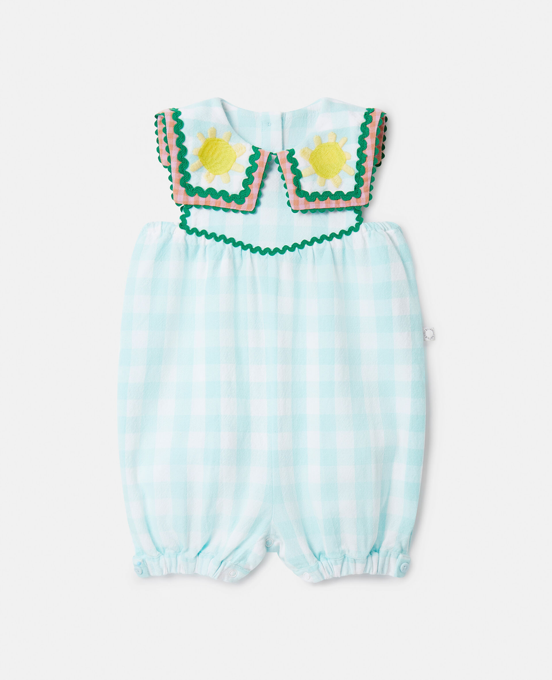 Sunshine Embroidery Gingham Romper-Blue-large image number 0