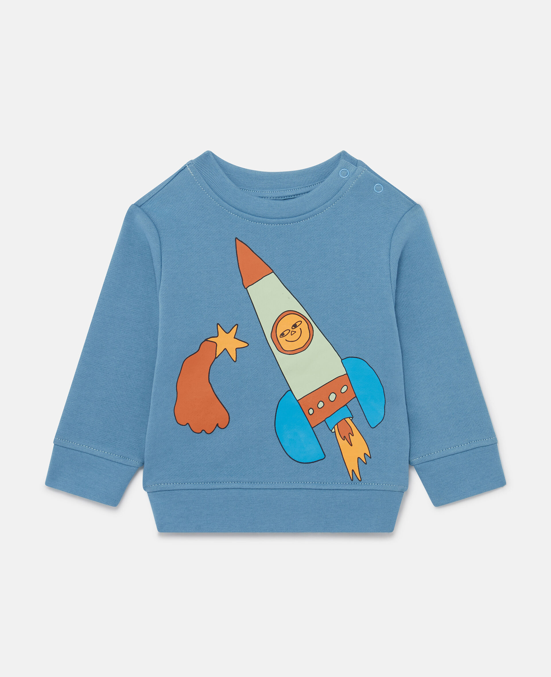 Space Print Sweatshirt-Blue-model