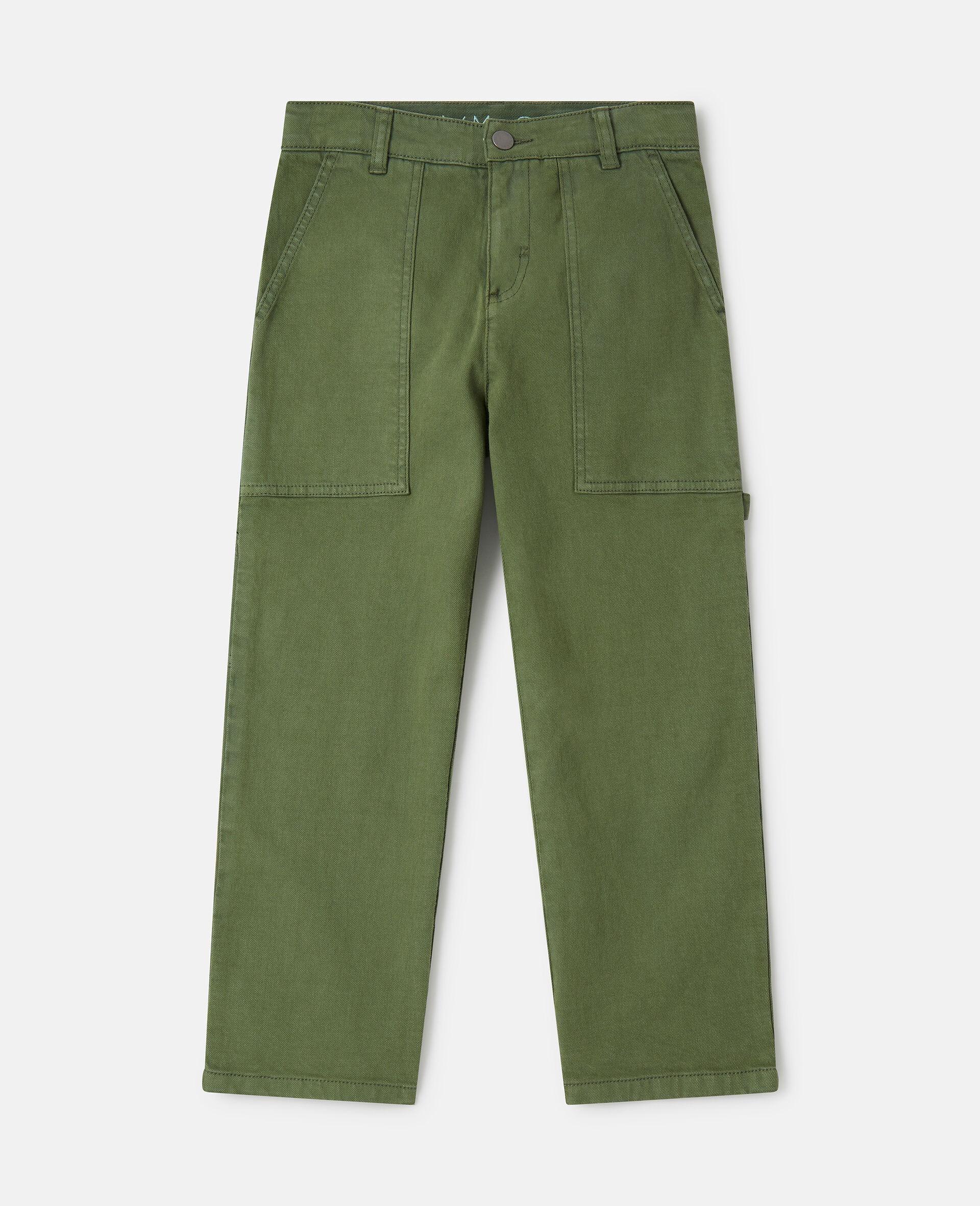 Pantaloni con tasche applicate-Verde-large image number 0