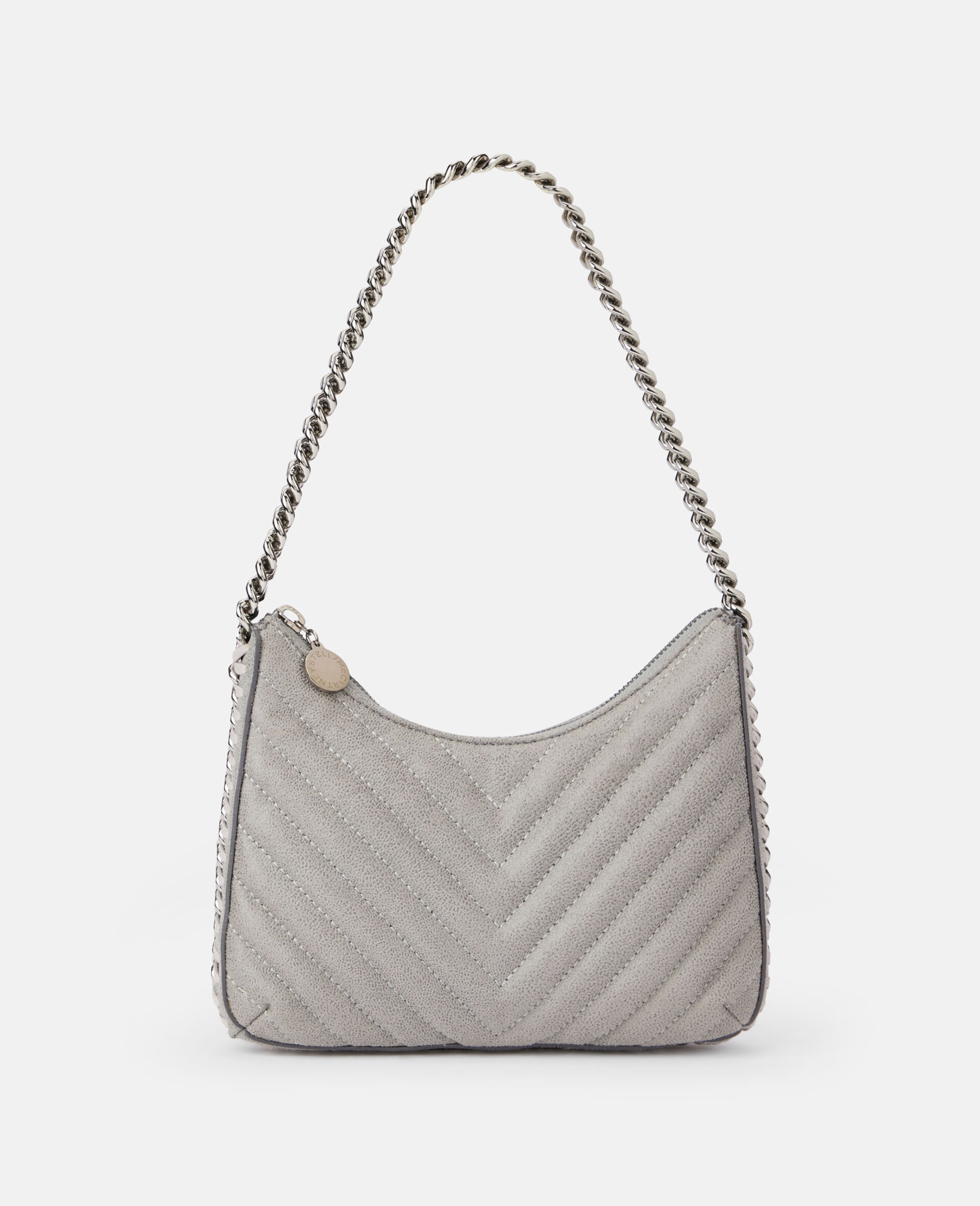 Online Exclusive Quilted Zipped Falabella Mini Bag-Grey-model