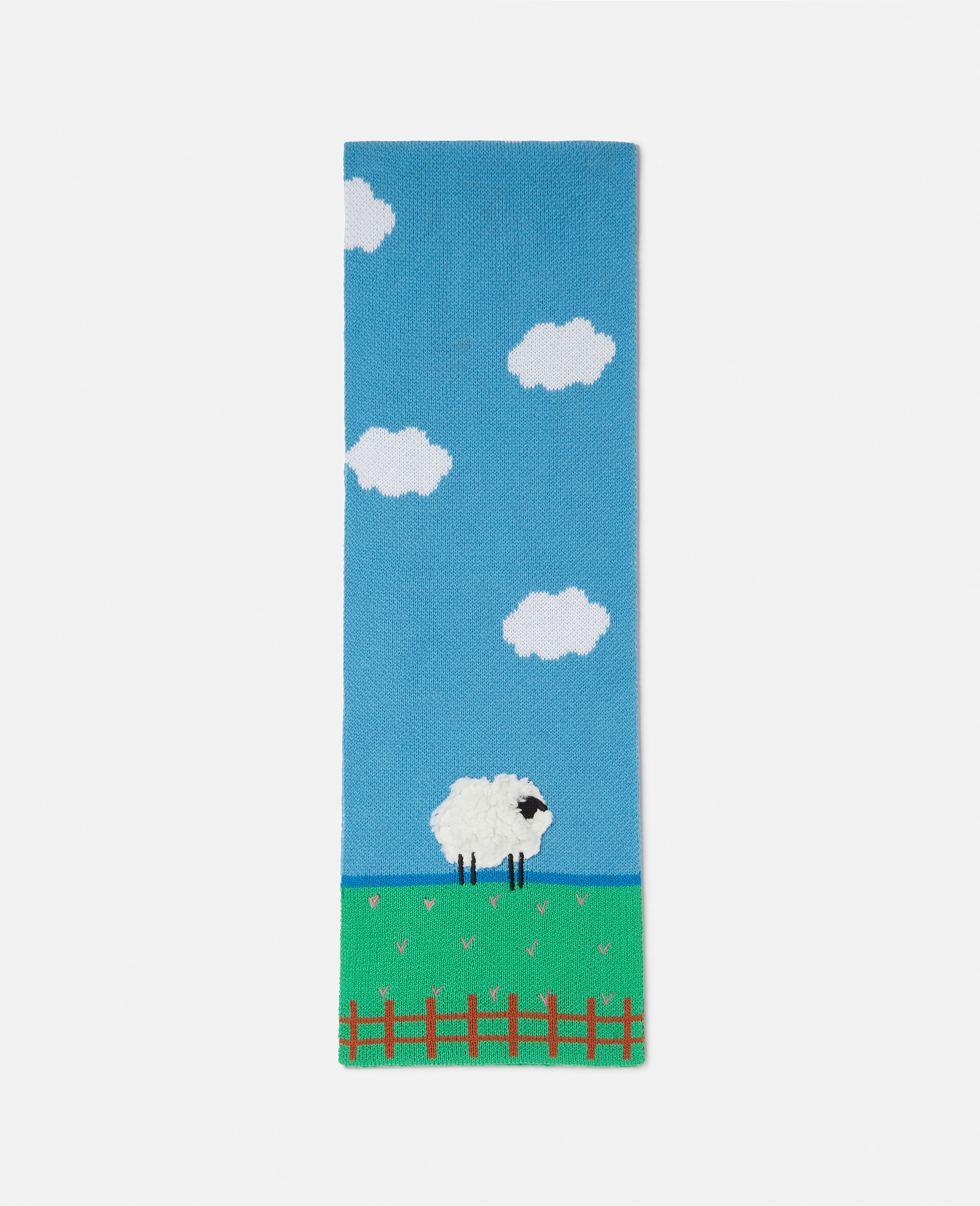 Sheep Embroidered Scarf-Blu-large image number 0