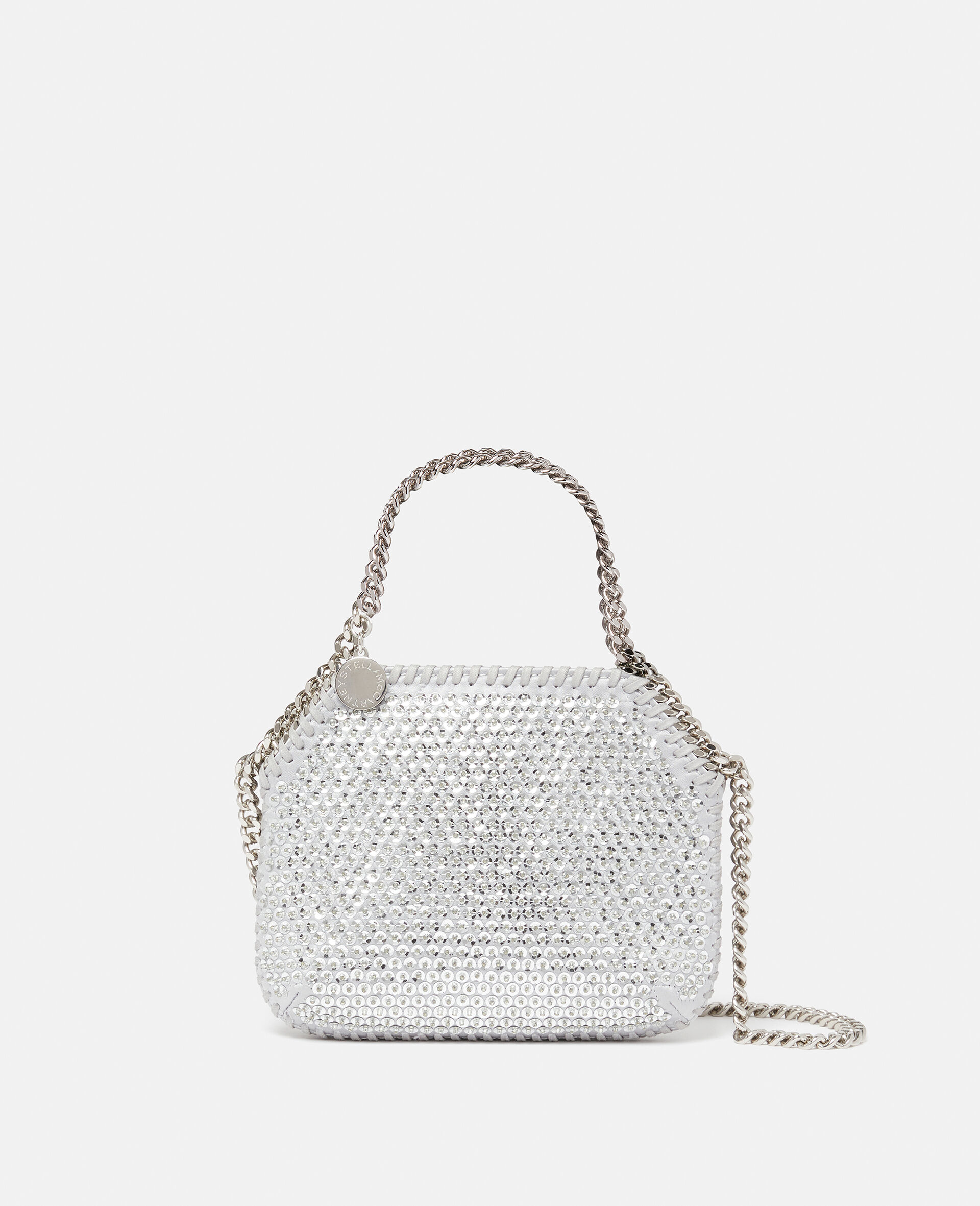 Falabella Sequin Tiny Tote Bag-Silver-model