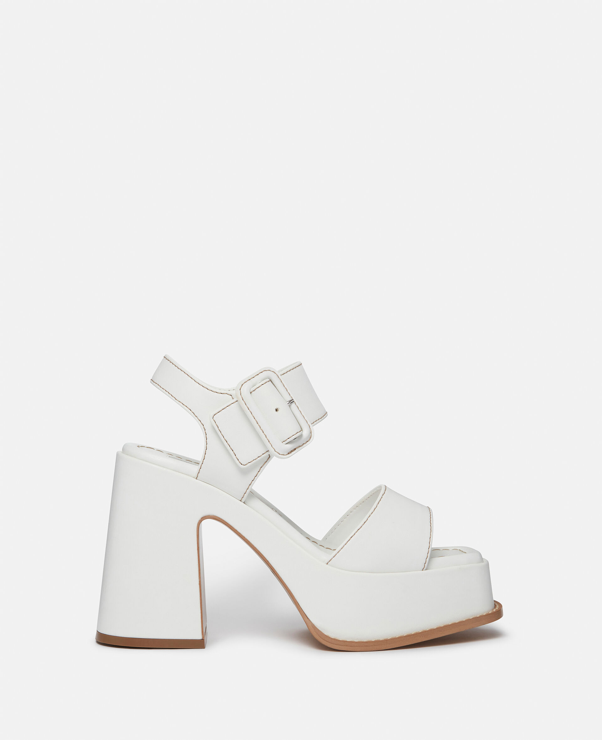 Skyla Buckled Platform Sandals-White-model