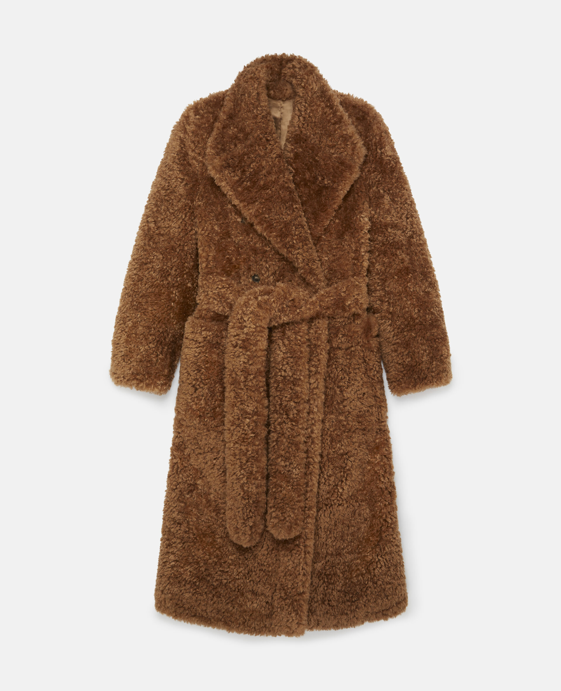Belted Plush Teddy Coat-Brown-large image number 0