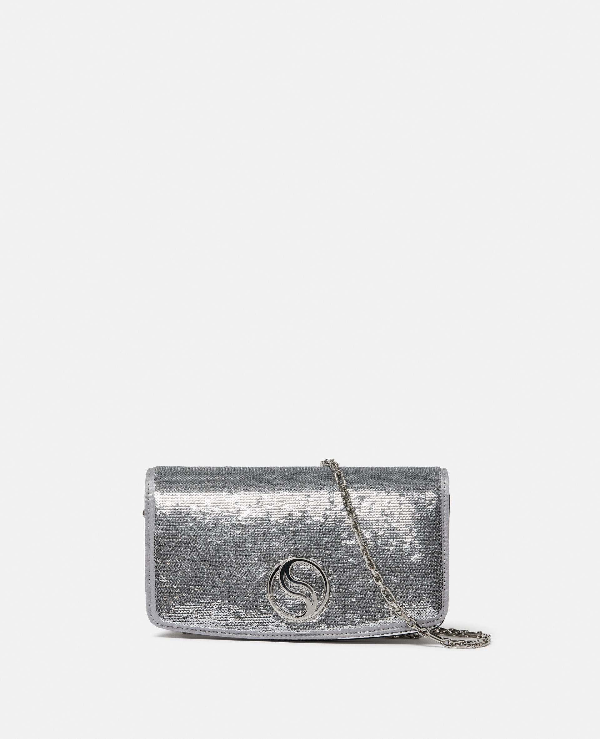 Portafoglio con tracolla e paillettes S-Wave-Silver-large image number 0