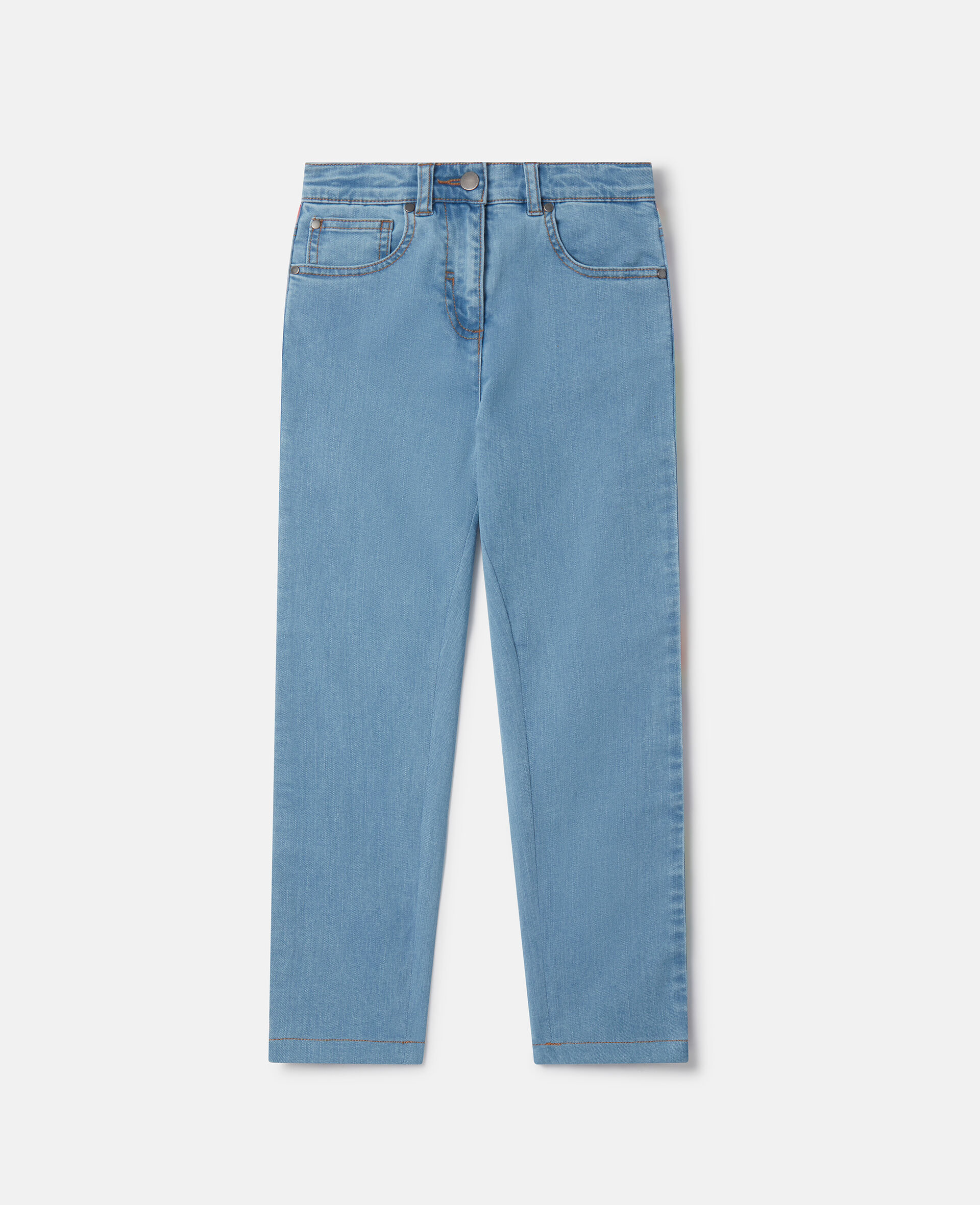 Rainbow Logo Tape Straight Leg Jeans-Bleu-model