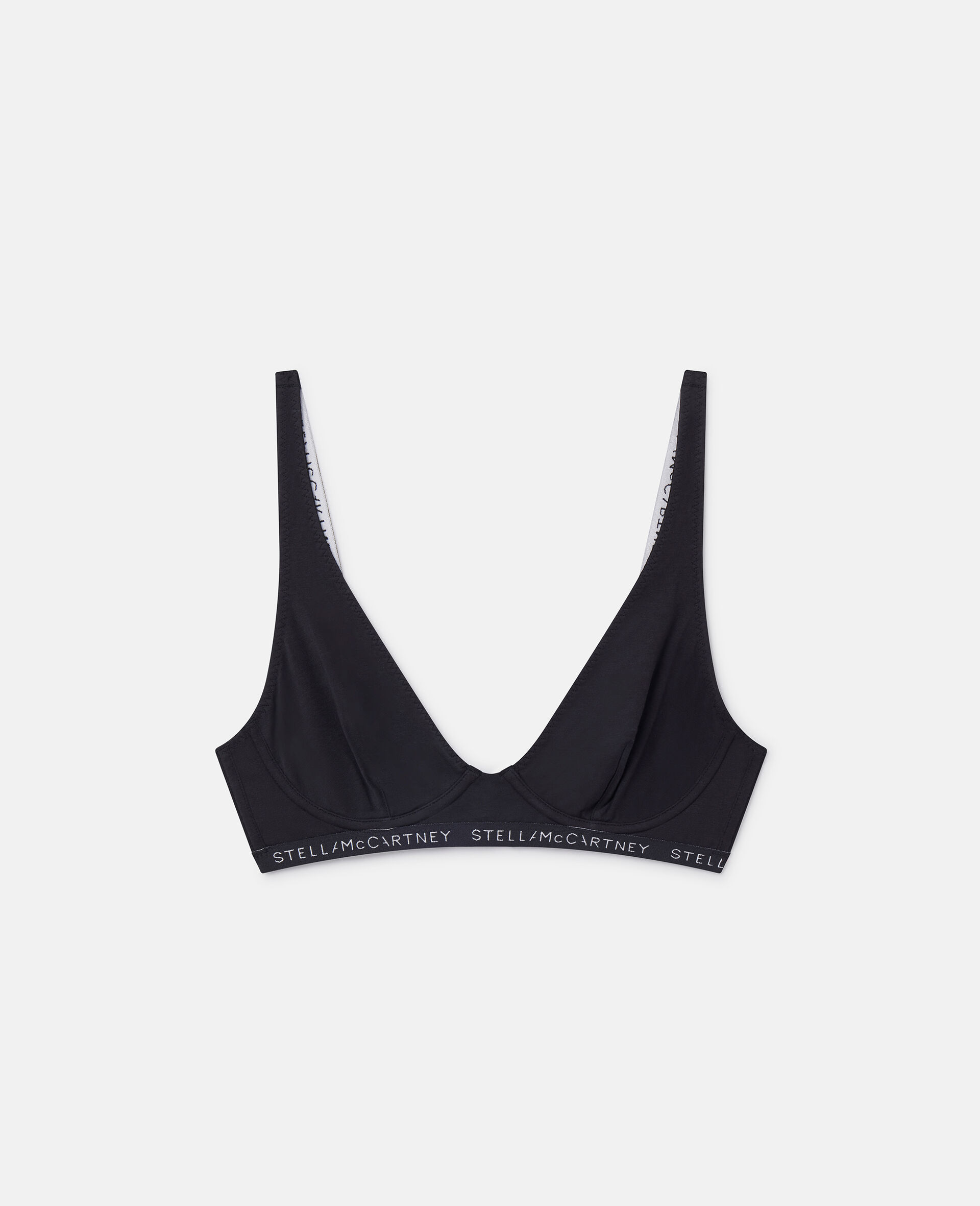 Logo Tape Underwired Triangle Bra-Black-large image number 0