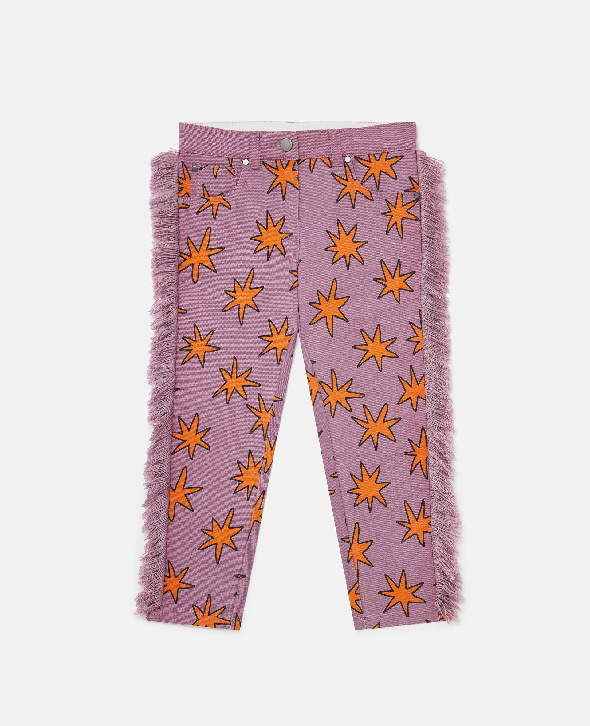 Bright Stars Fringe Denim Jeans-Purple-model