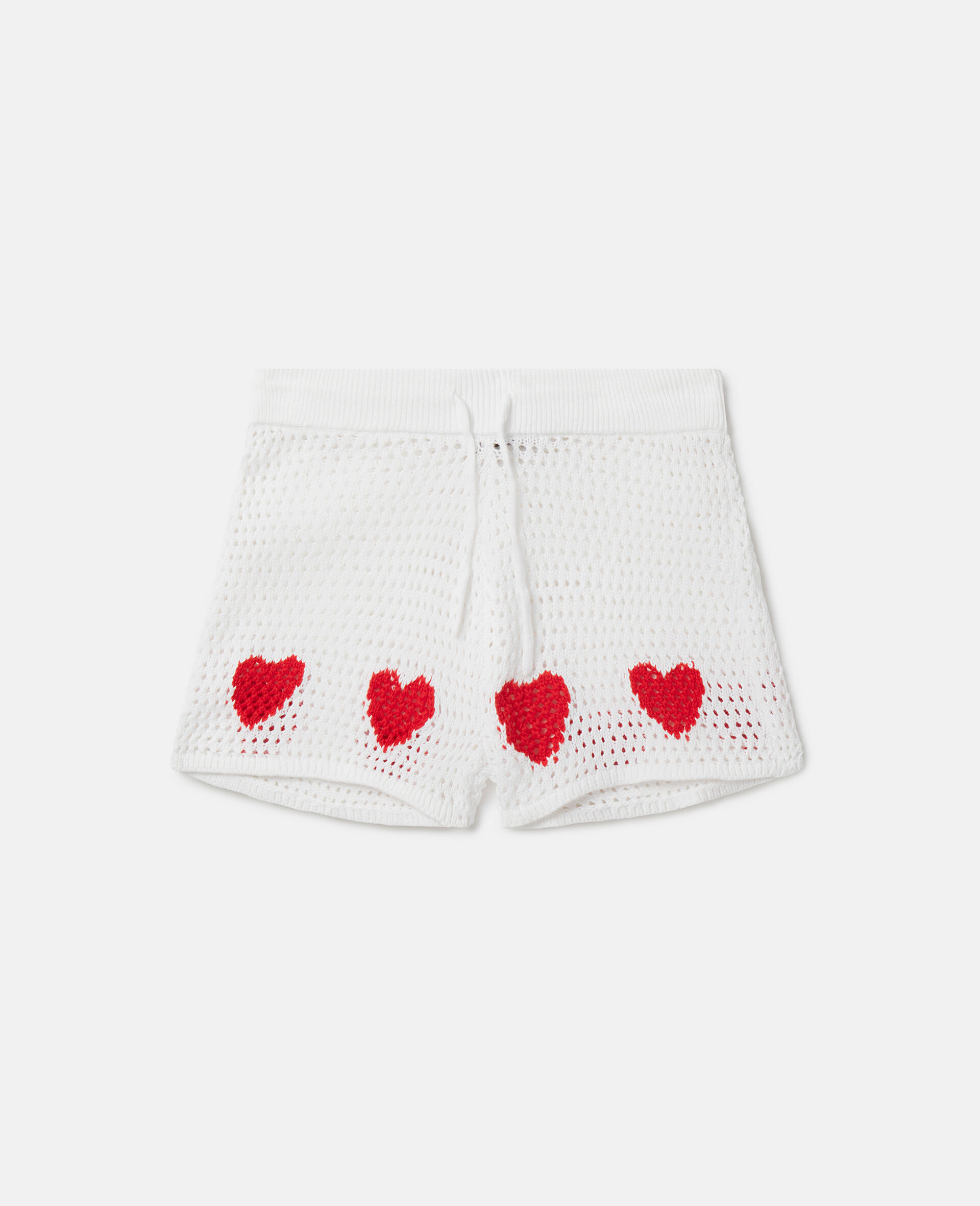 Gehäkelte Shorts mit Herz-Weiß-model