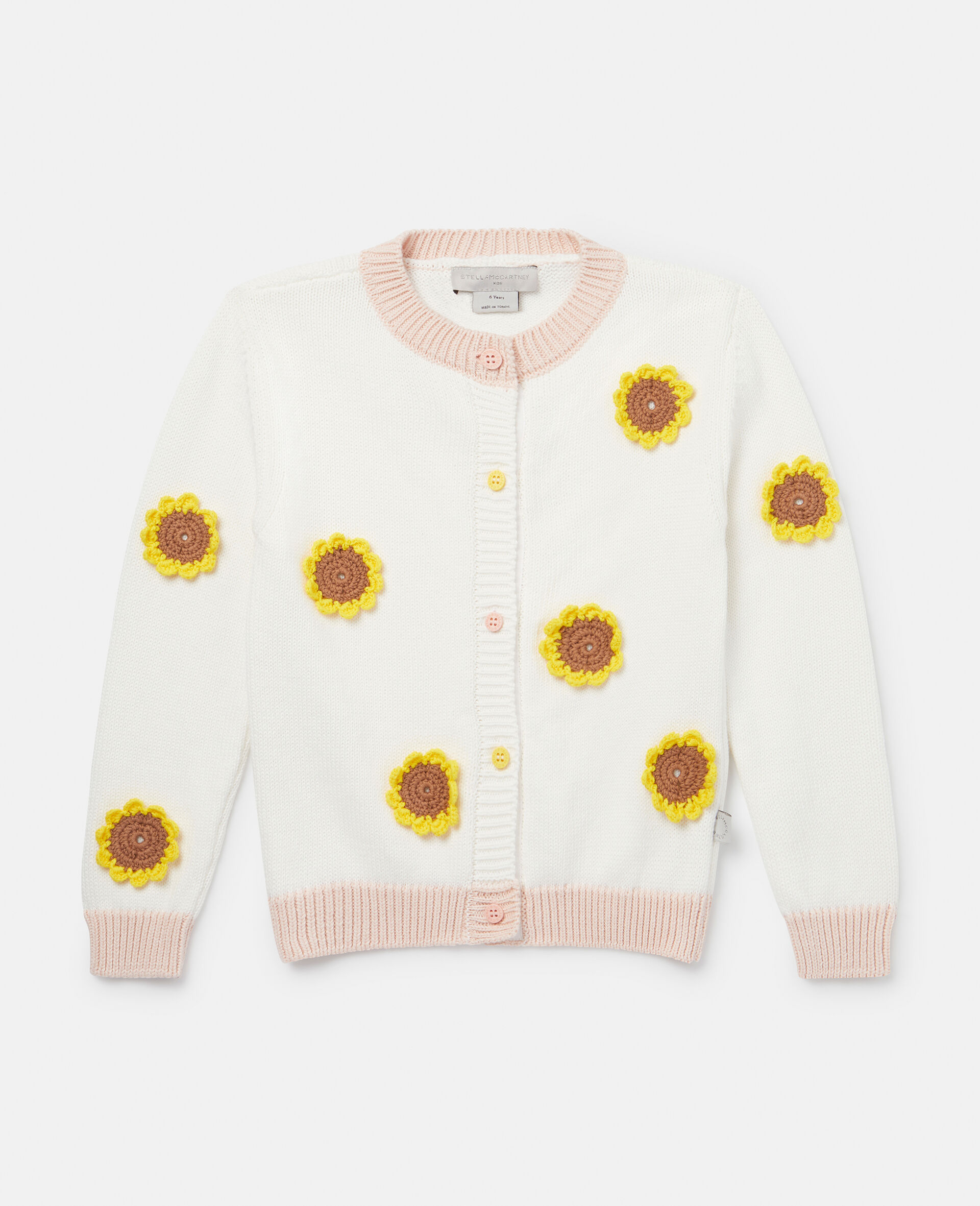 Sunflower Crochet Appliqué Cardigan-Cream-large image number 0