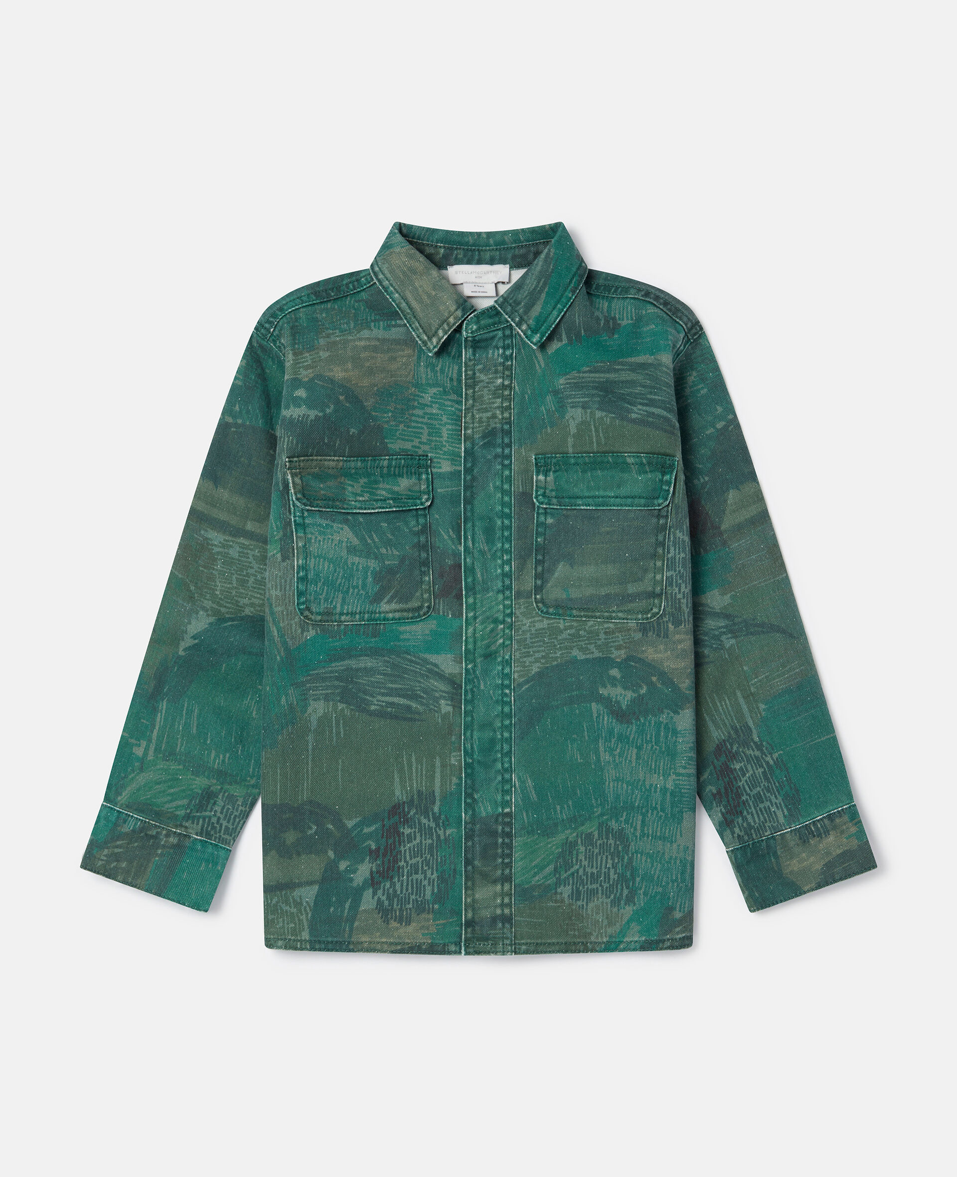 Scribble Print Shacket-Green-large image number 0