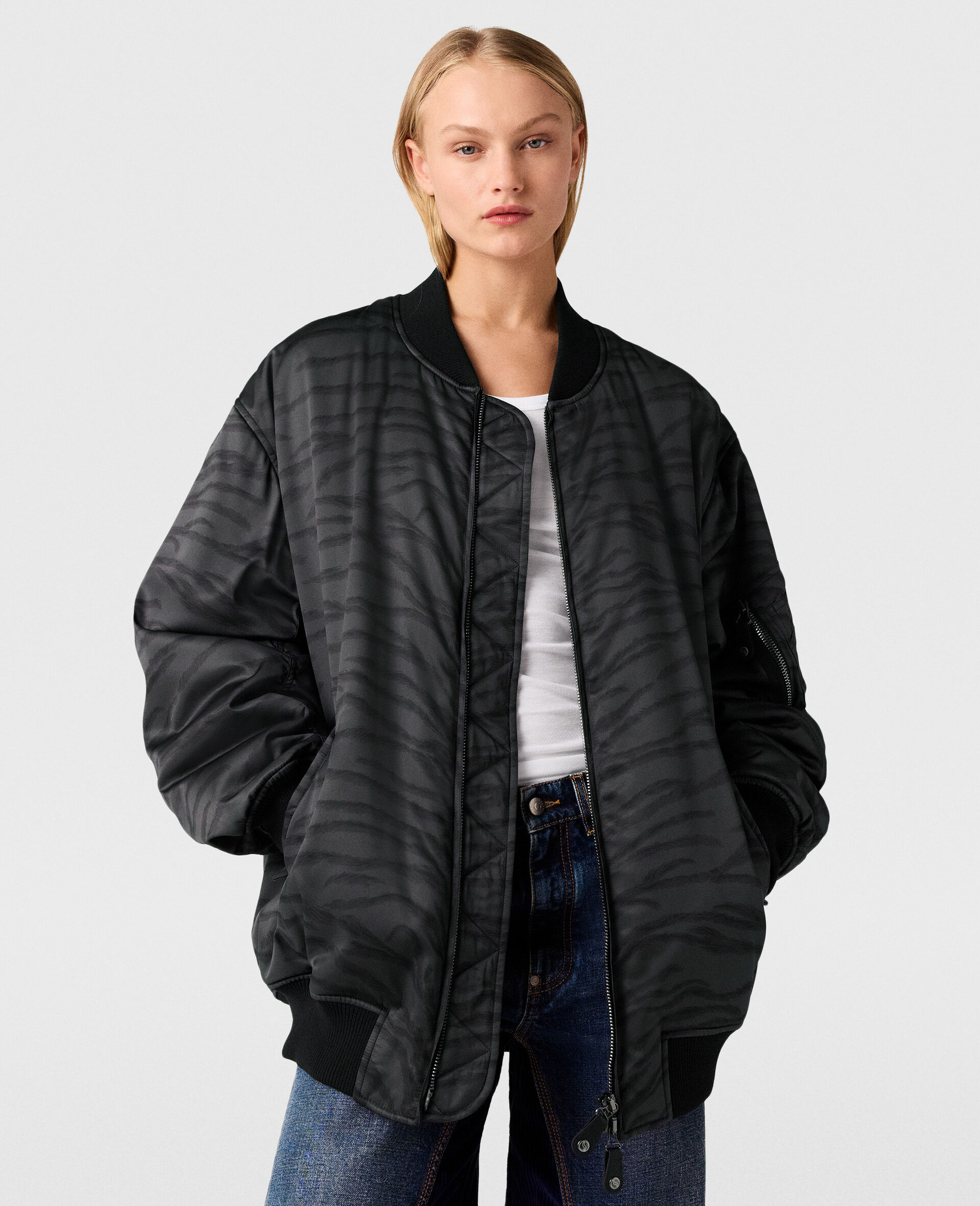 Veste bomber a imprime tigre-Noir-model