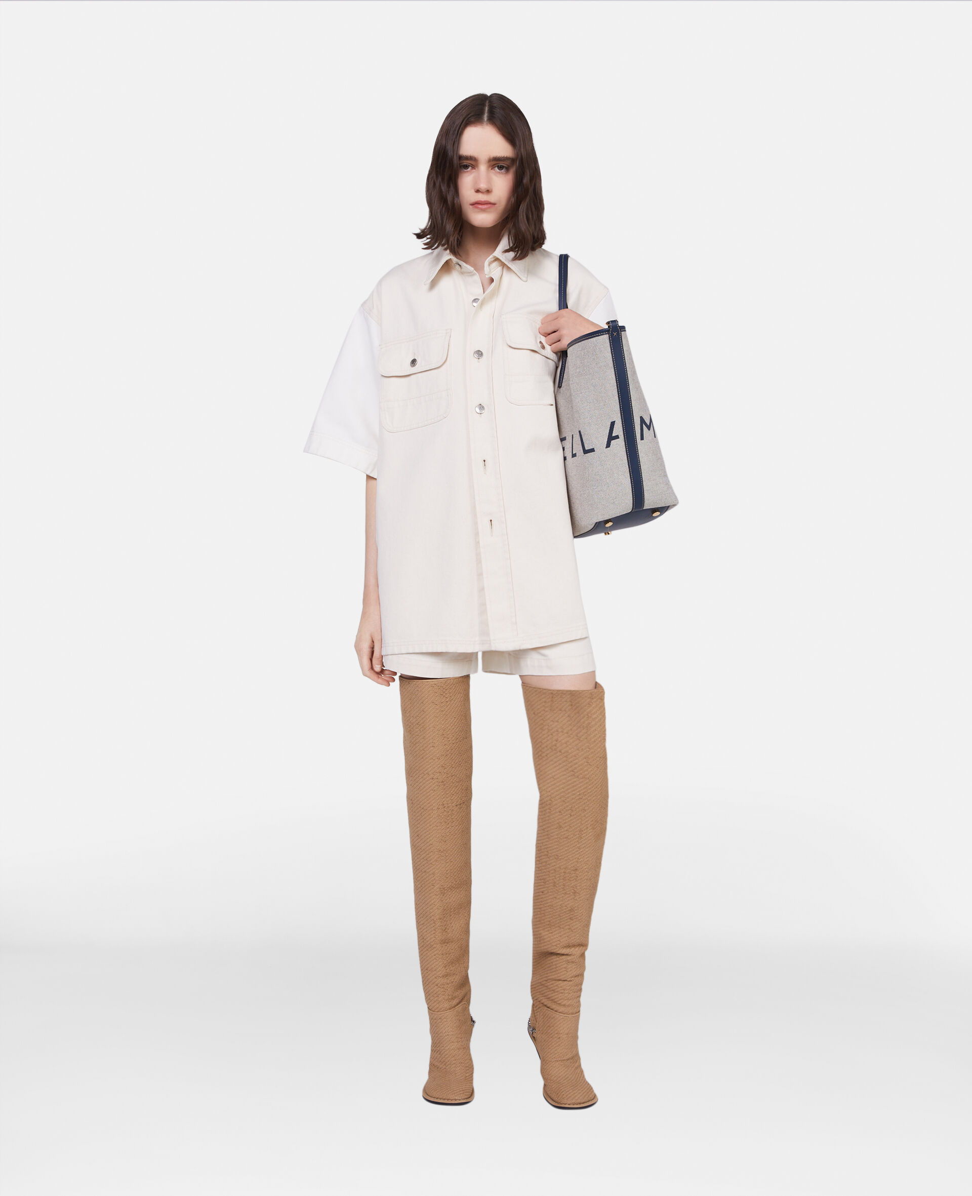 Chemise en jean utilitaire oversize-Cream-model