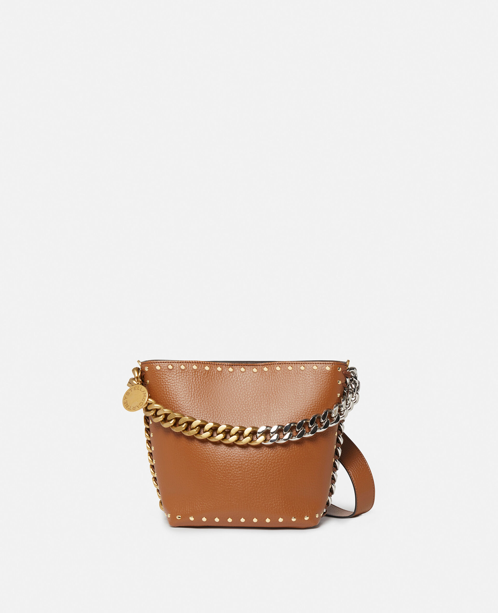 Frayme Studded Grainy Alter Mat Bucket Bag-Brown-large image number 0