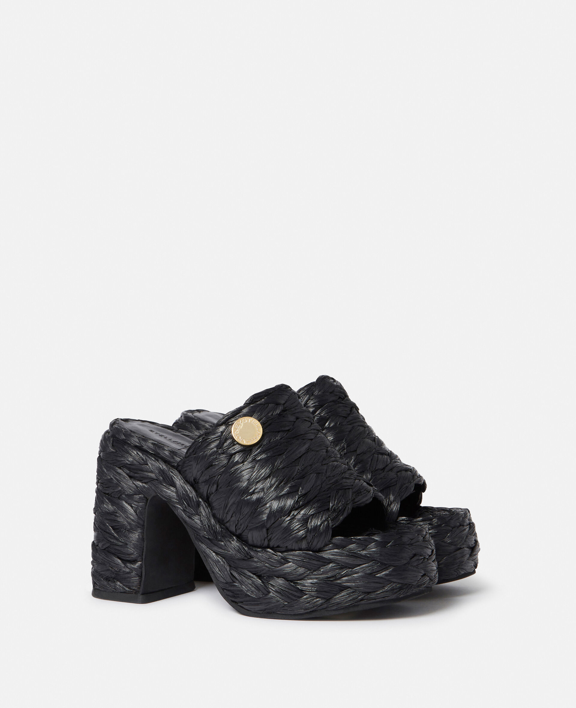 Skyla Raffia Heeled Sandals-Black-model