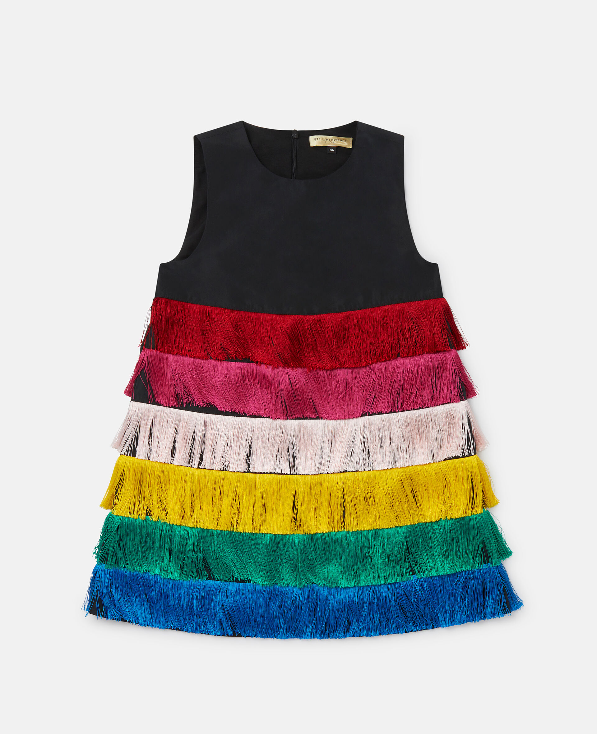 Rainbow Fringed Sleeveless Dress-Multicoloured-large image number 0