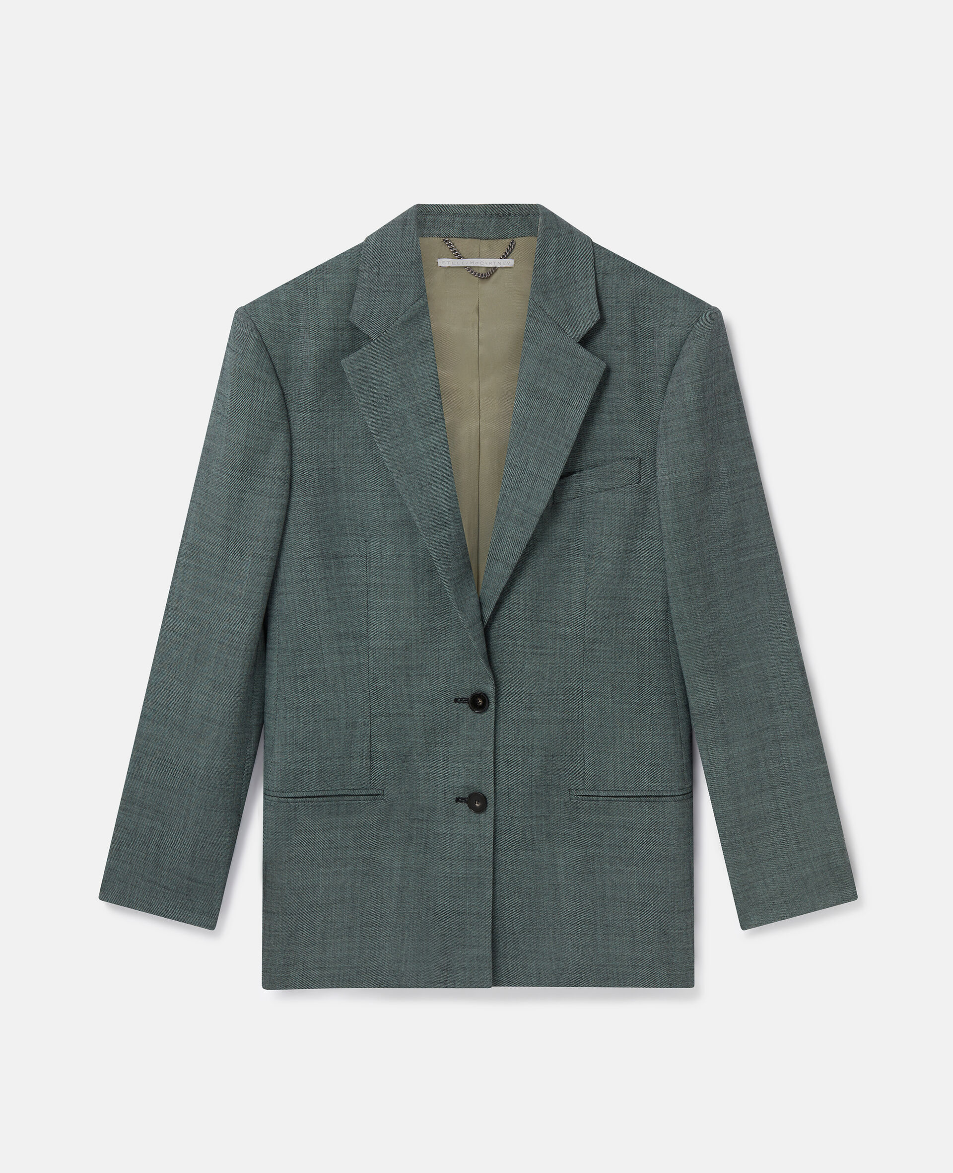 Mouline羊毛阔型西装外套-绿色-model