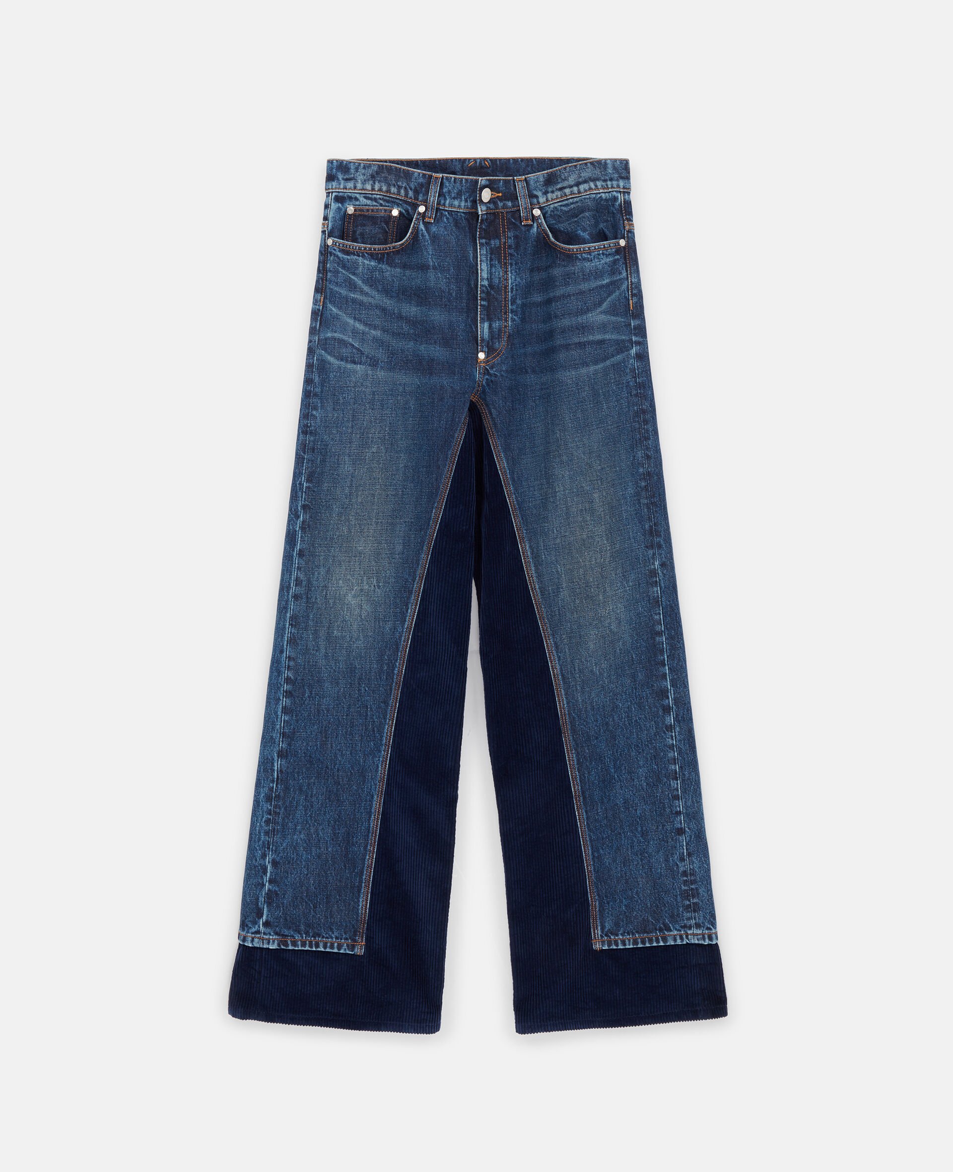 Corduroy High-Rise Straight Leg Jeans-Blue-large image number 0
