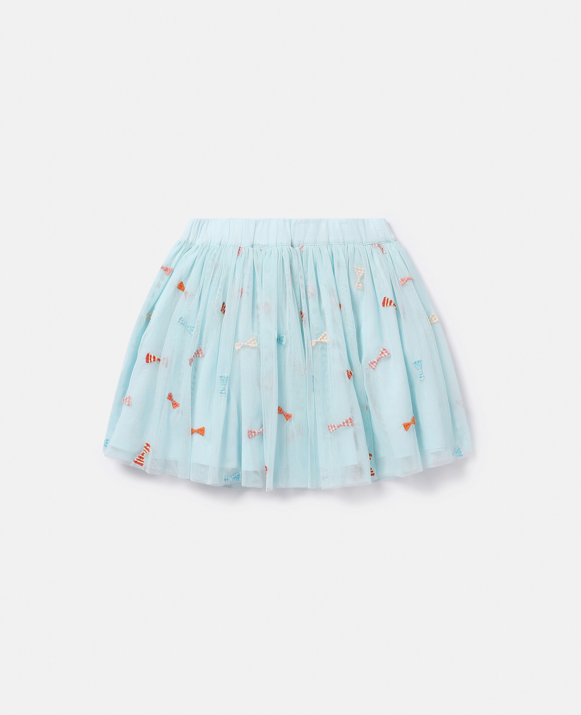 Striped Bow Embroidery Tutu Skirt-Blau-large image number 0