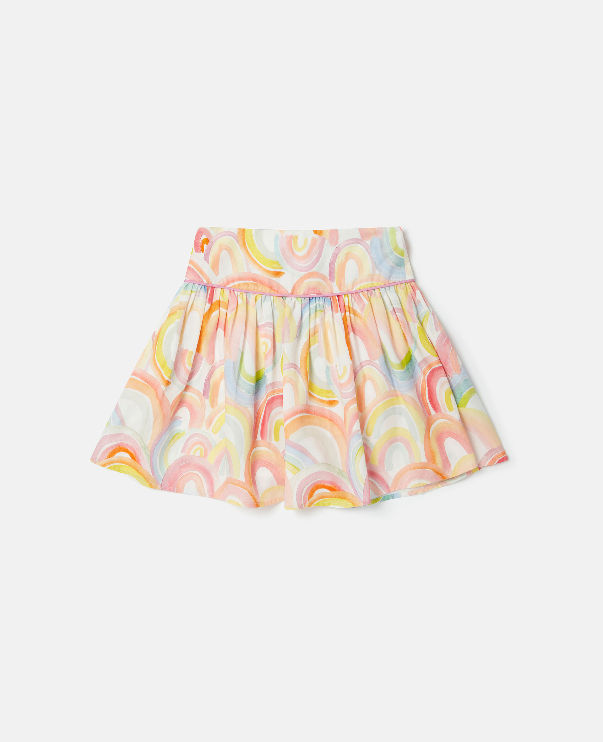 Watercolour Rainbow Print Skater Skirt-Multicoloured-large image number 0