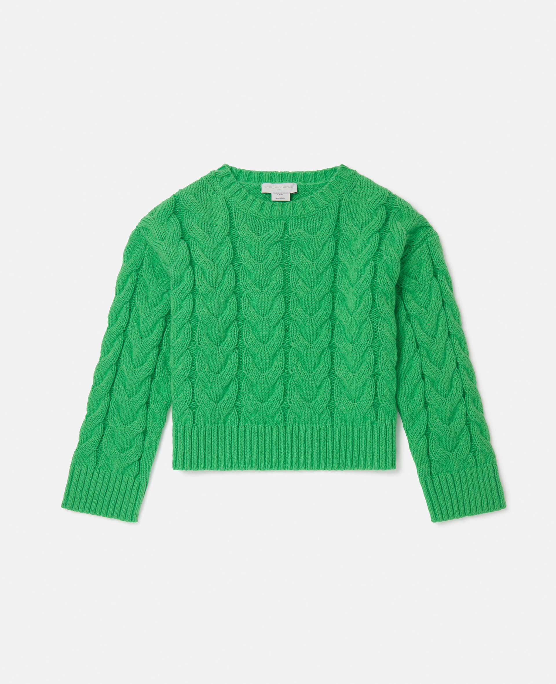 Cable Knit Sweater-Green-large image number 0