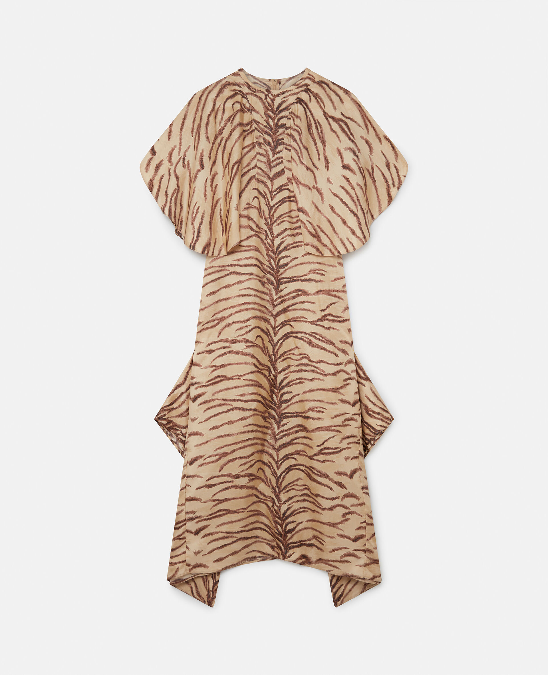 Tiger Print Puff Sleeve Maxi Dress-Brown-large image number 0