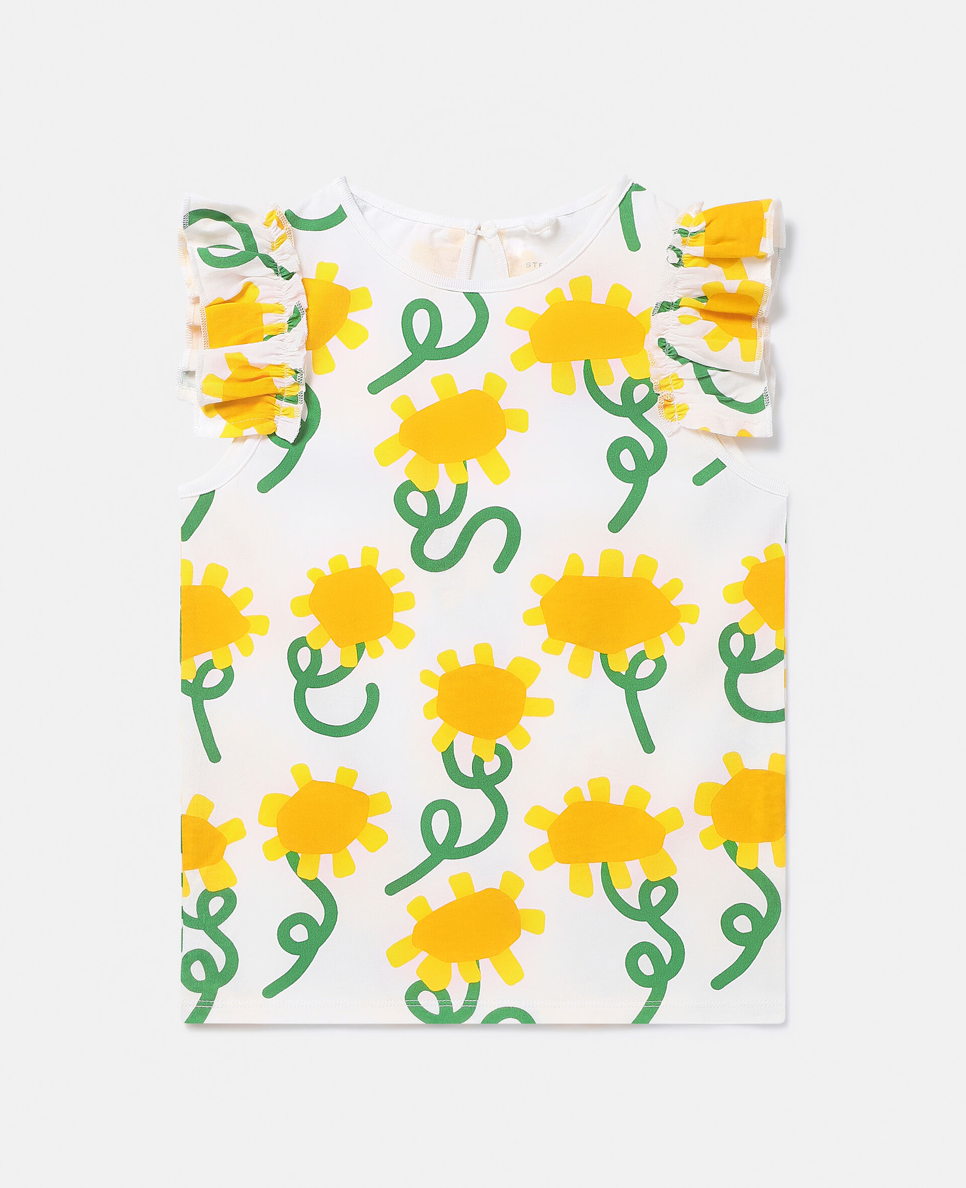 Sunflower Print Sleeveless Top-Multicolored-model