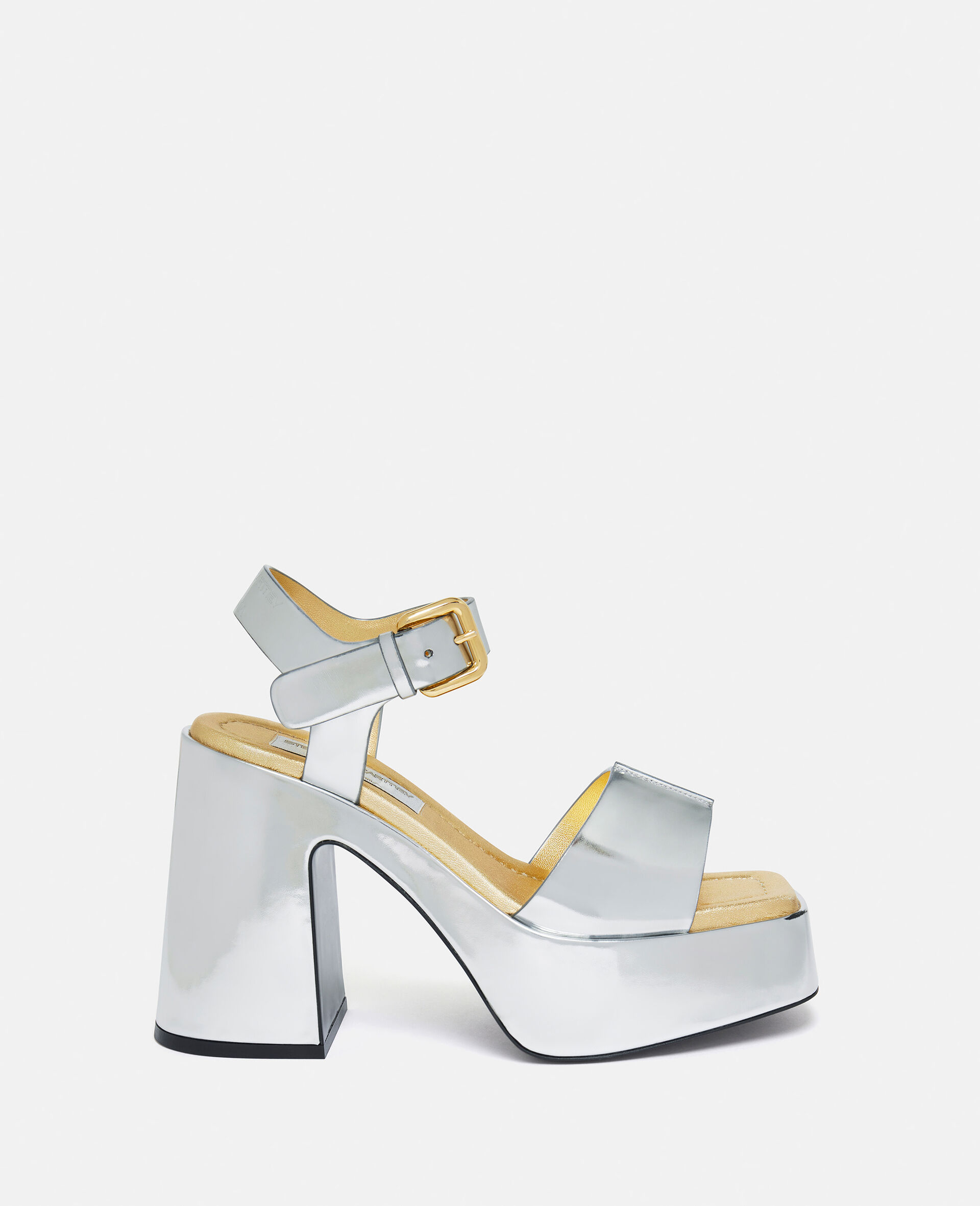 Skyla Double-Chromatic Mirrored Platform Sandals-Silver-model