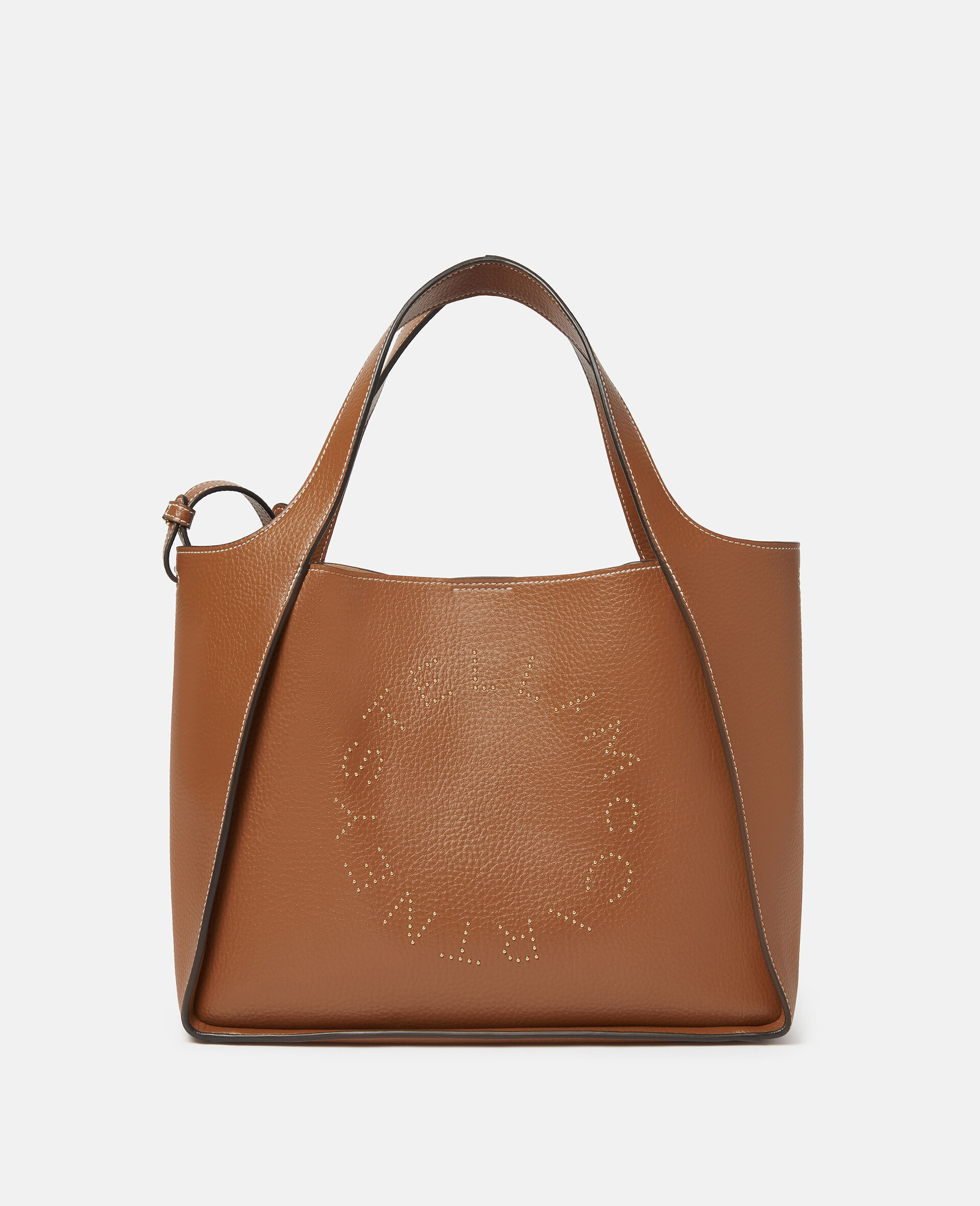 Tote Bag mit Griff, Logo und Riemen-Brown-large image number 0