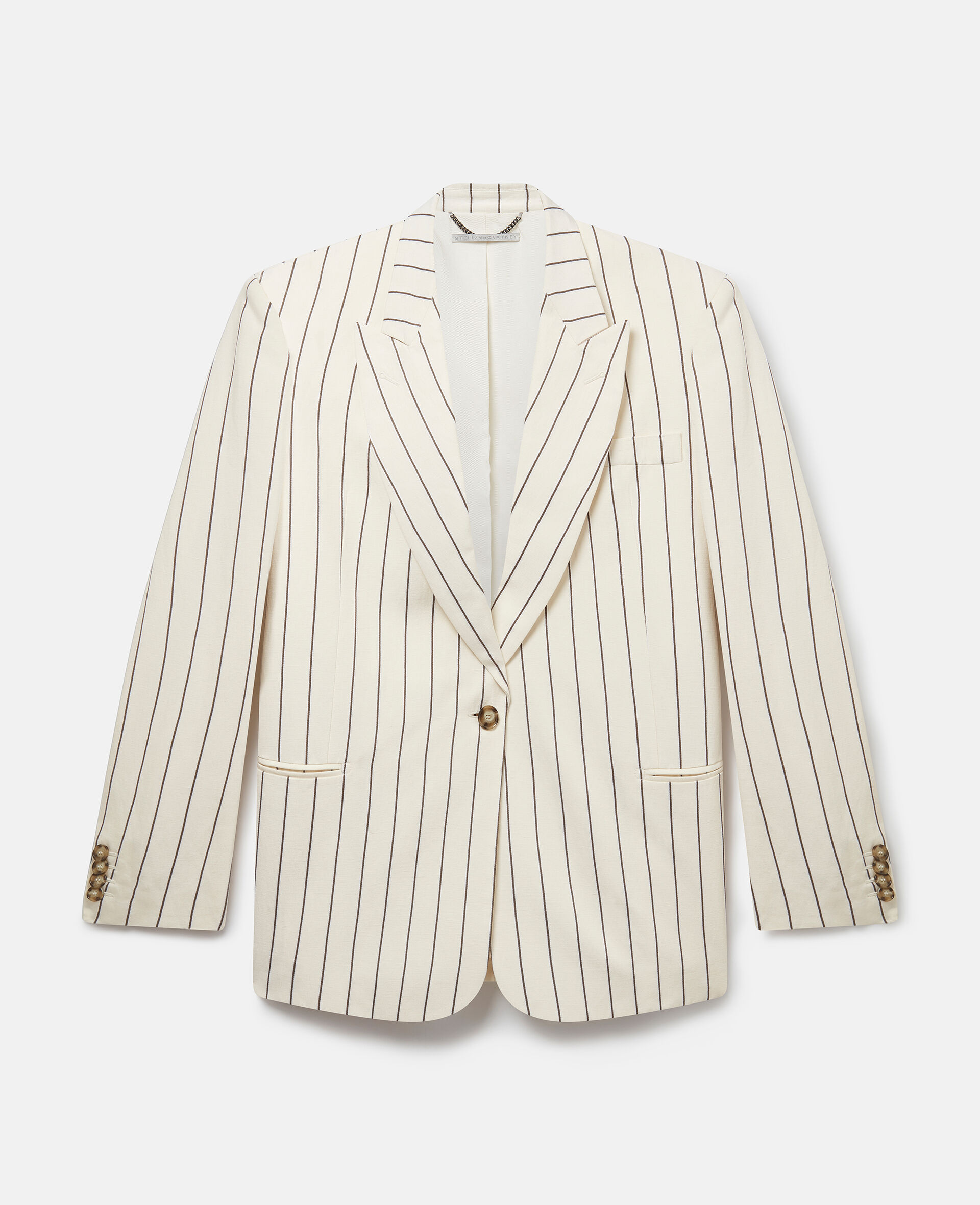 Blazer monopetto a righe-Bianco-large image number 0