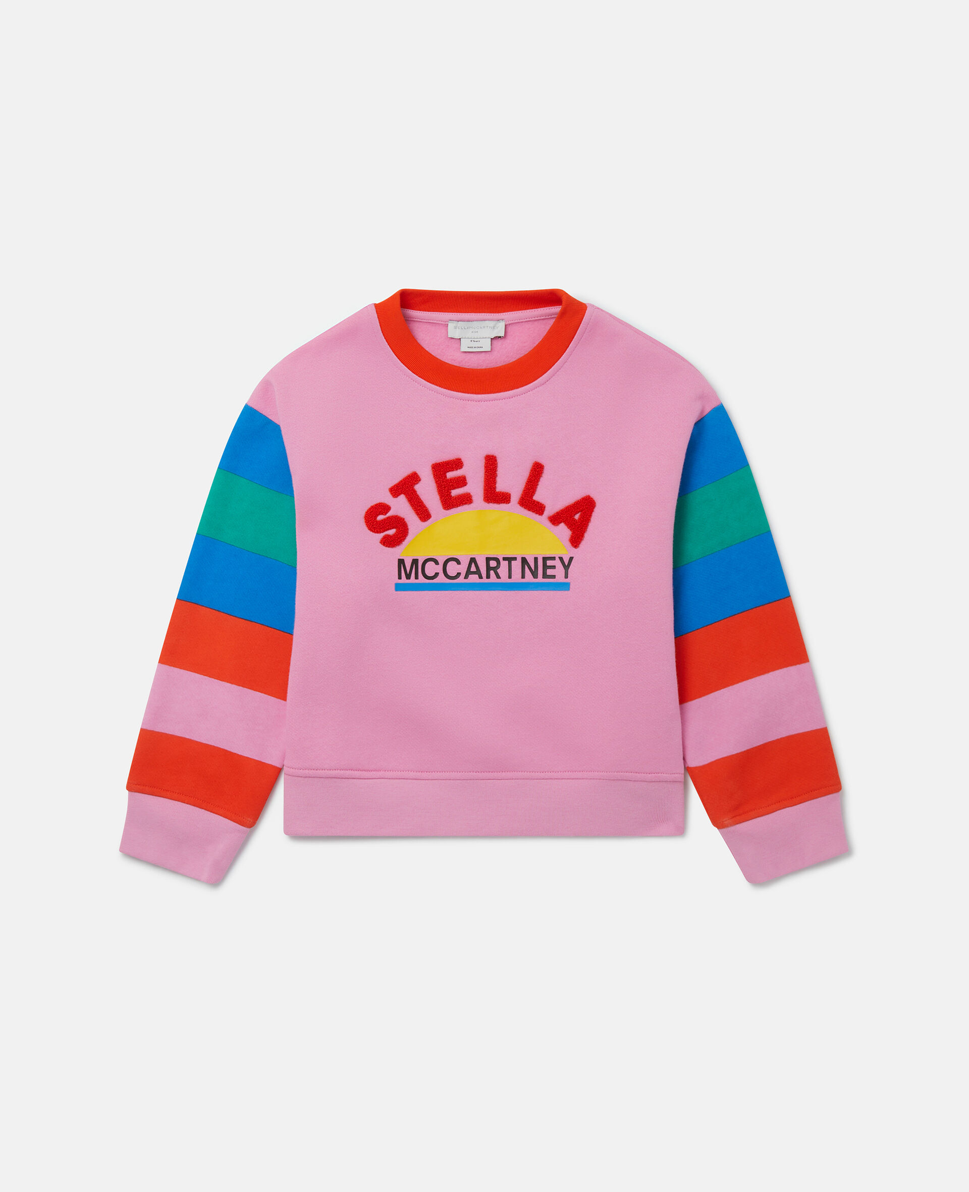 Logo Striped Sleeve Sweatshirt-Pink-large image number 0