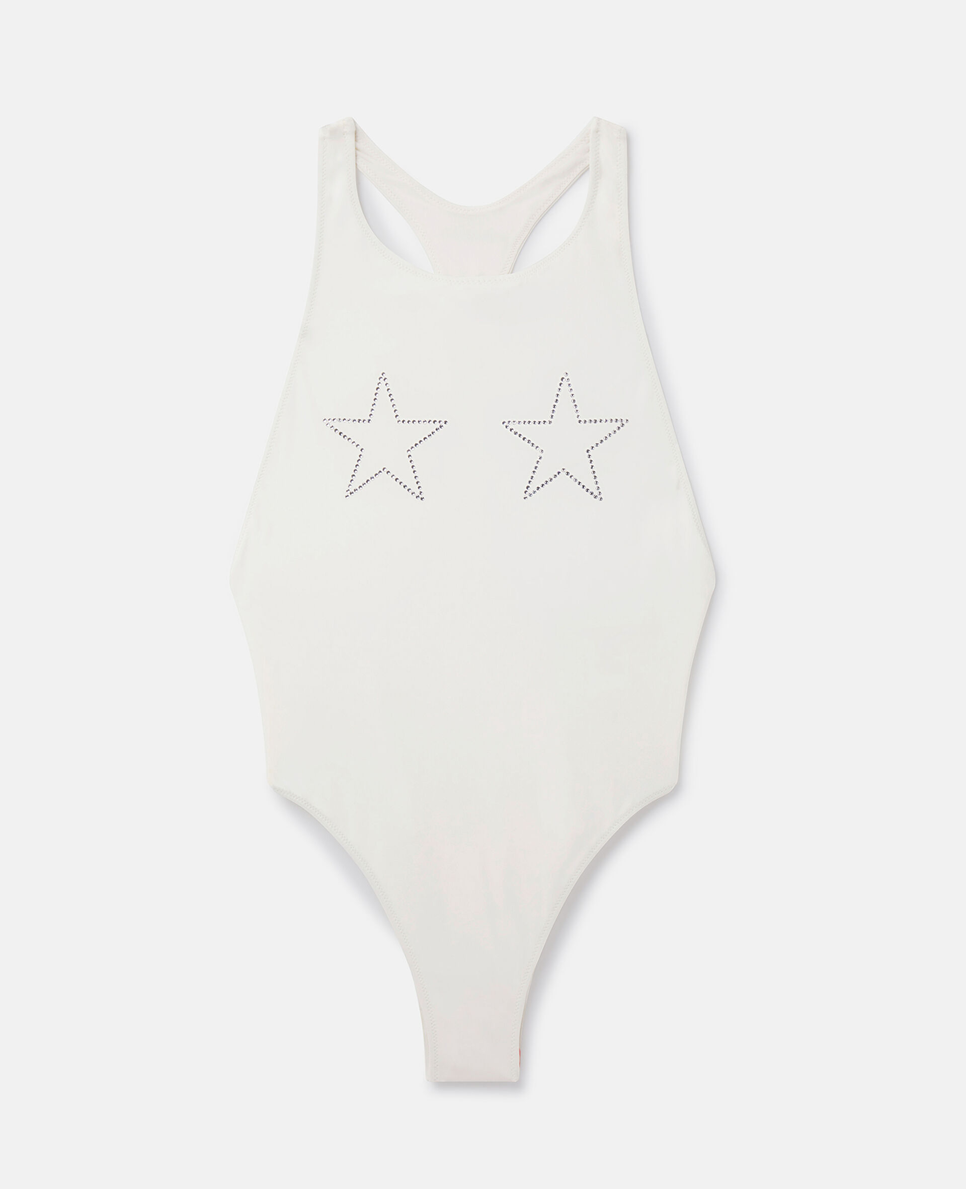 Costume olimpionico con stelle di strass-Cream-large image number 0