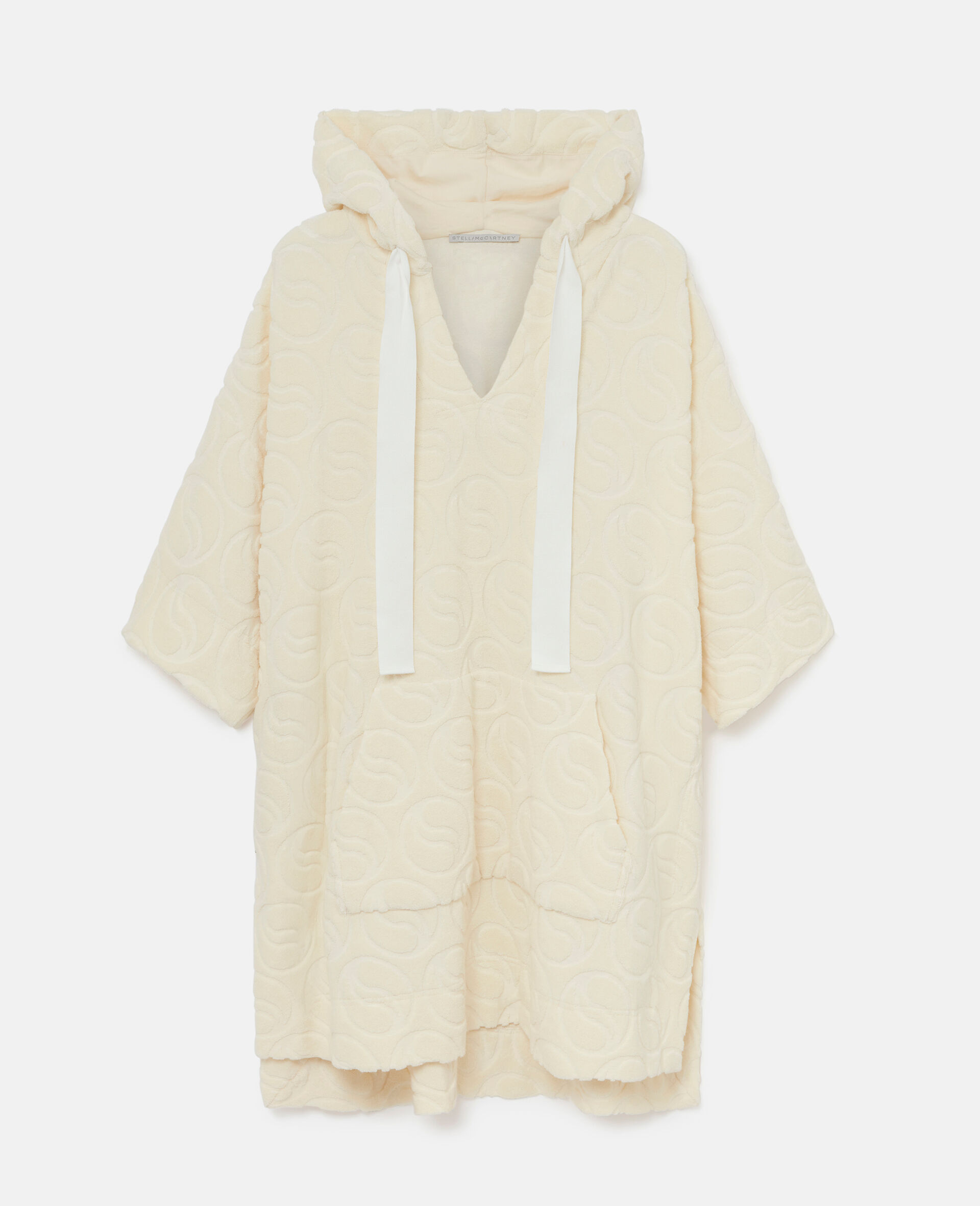 Mini robe a capuche en tissu eponge-Beige-large image number 0