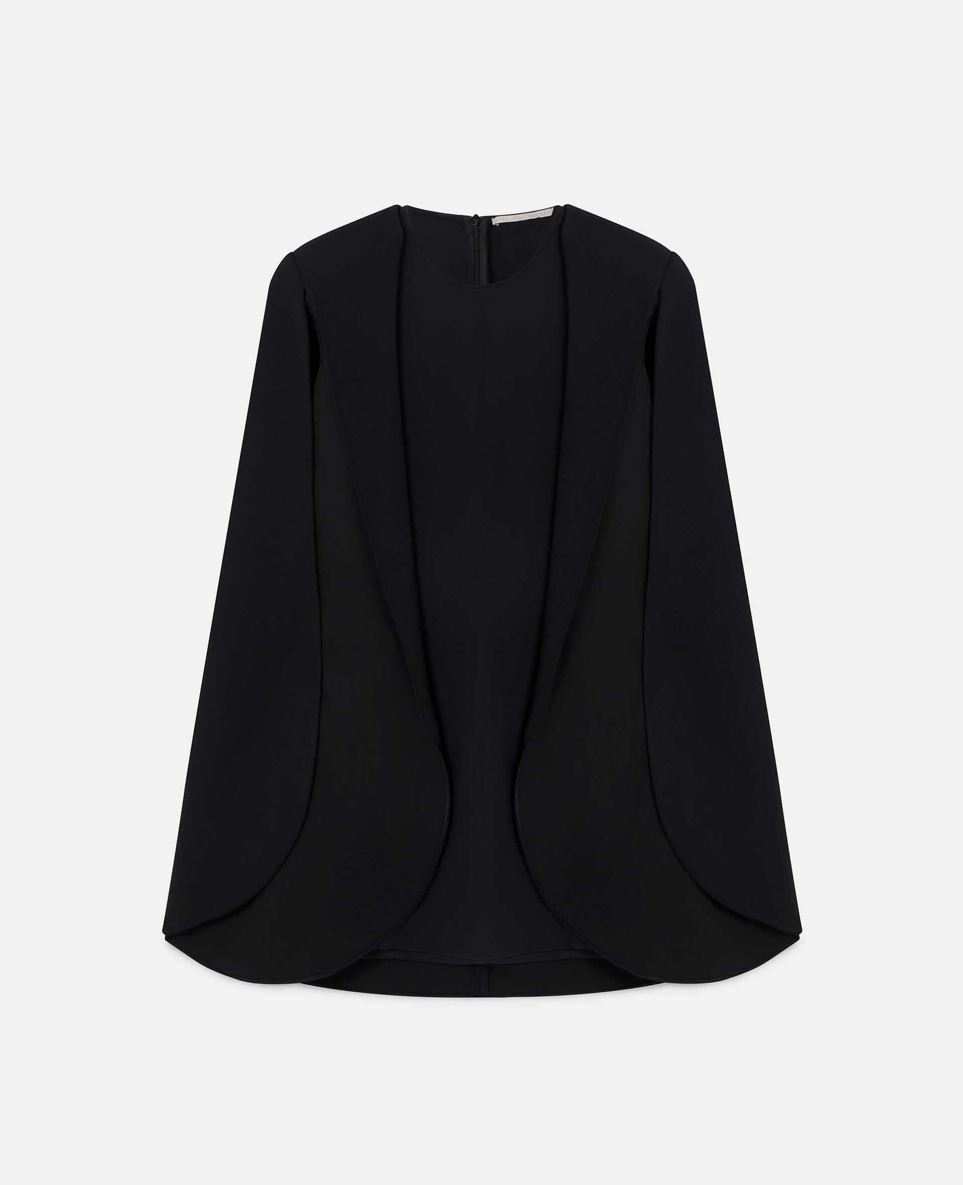 Round Neck Cape Mini Dress-Black-large image number 0