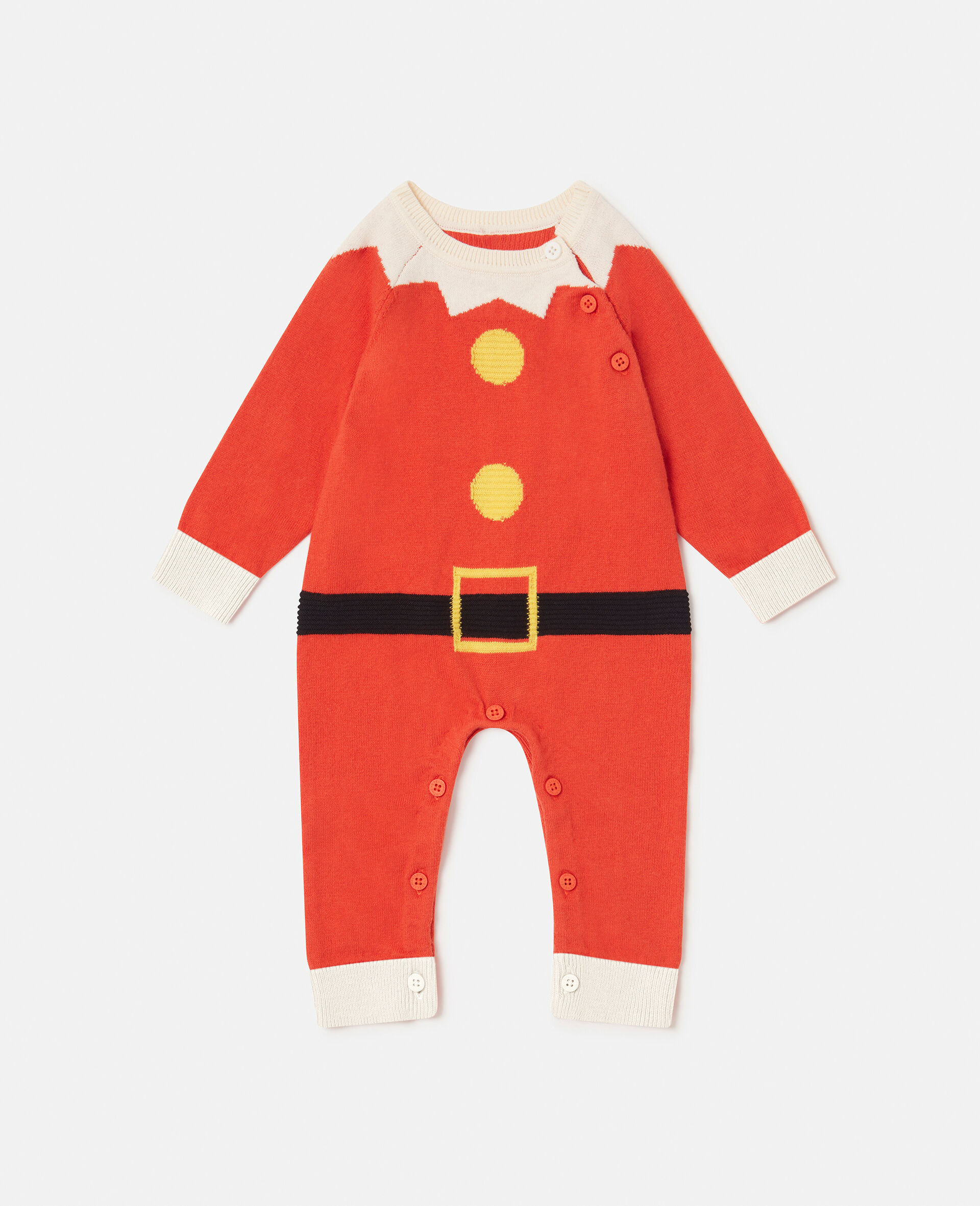 Santa’s Elf Knitted Sleepsuit-Red-model