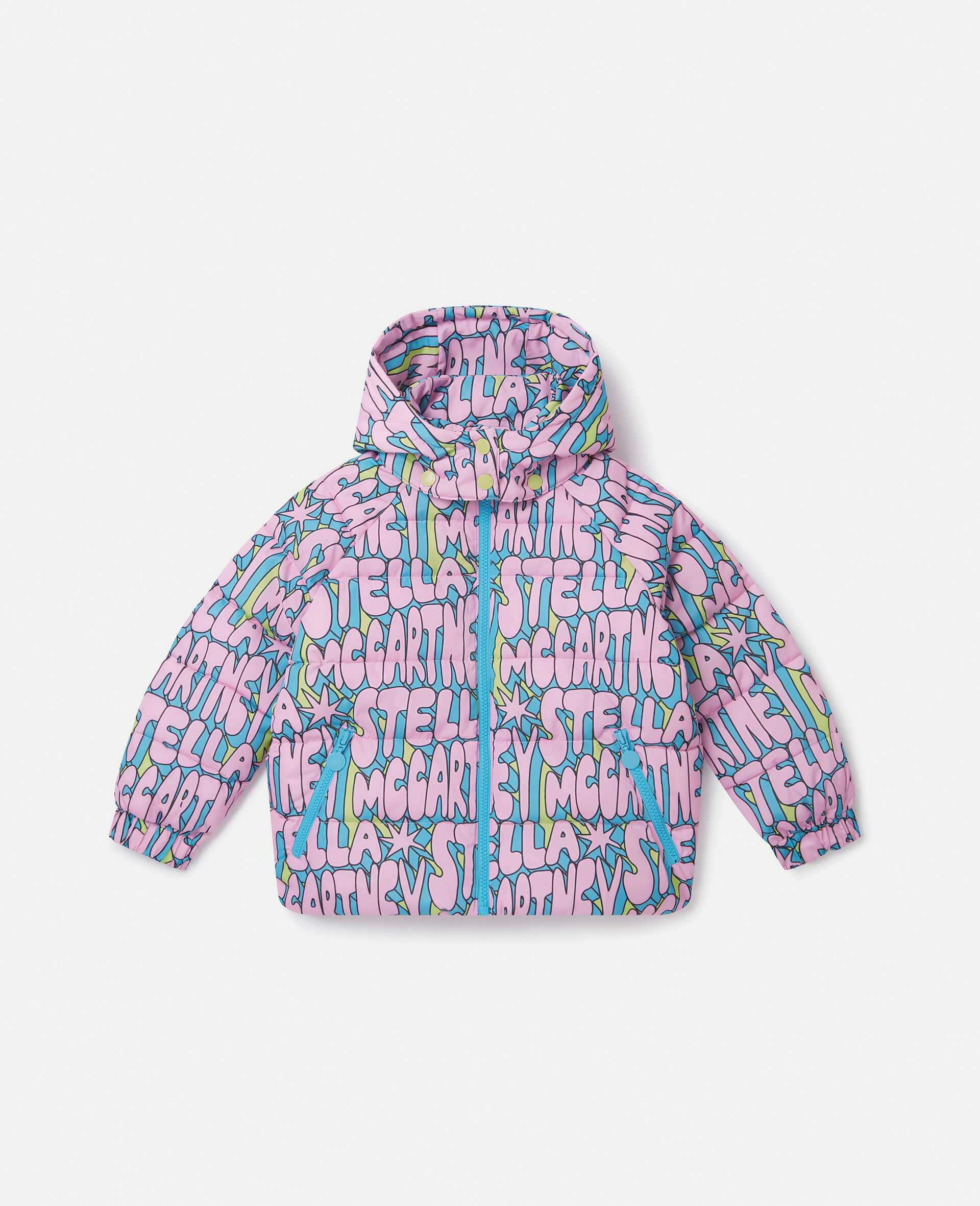 Stella Print Puffer Coat-Multicolour-model