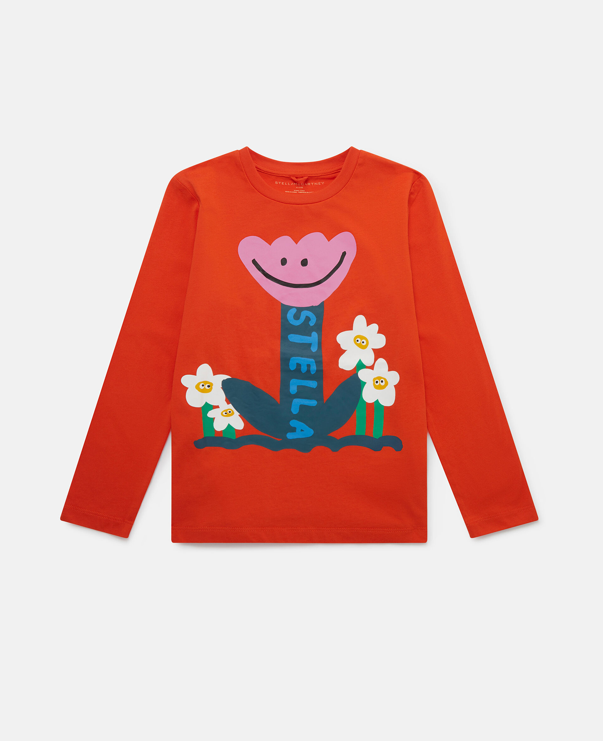 Langarmshirt mit Smiling Flower Motiv-Orange-large image number 0