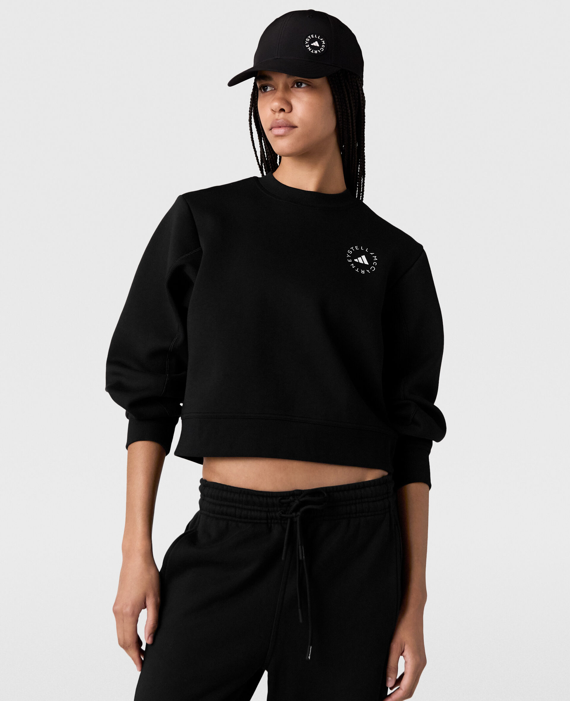 TrueCasuals Crewneck Sweatshirt-Black-model