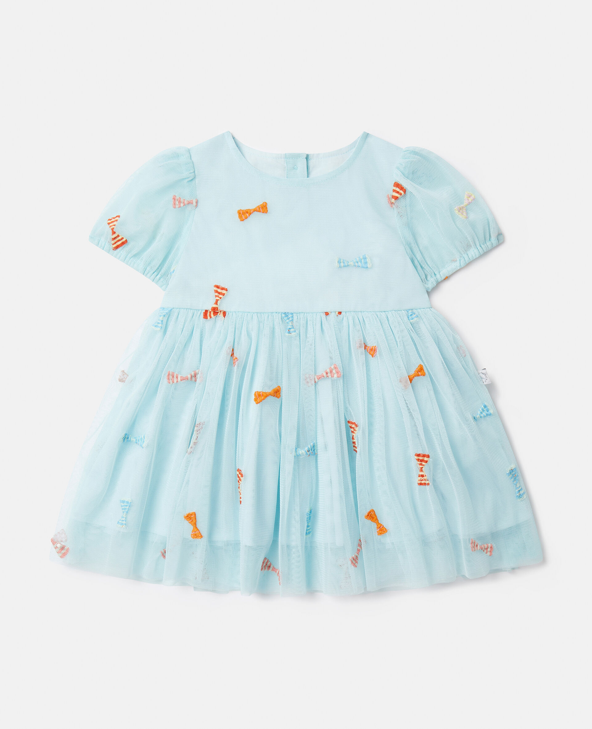 Striped Bow Print Occasion Dress-Blue-model