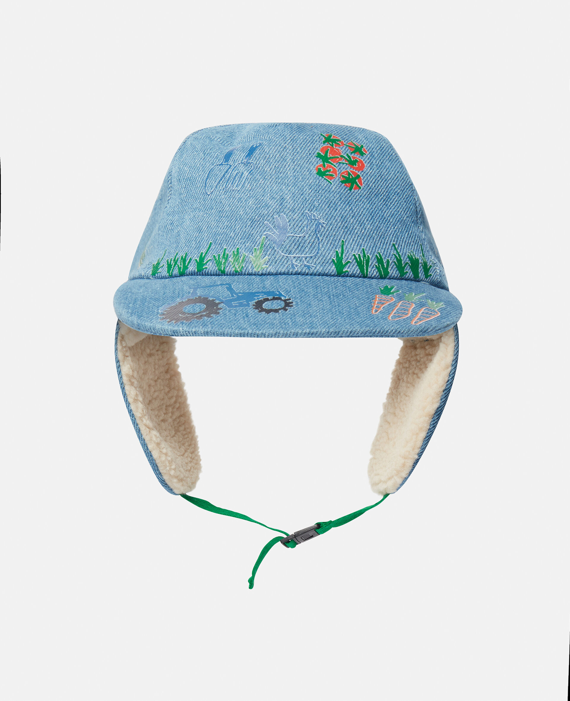 Farmyard Embroidered Hat with Ear Flaps-Blue-large image number 0