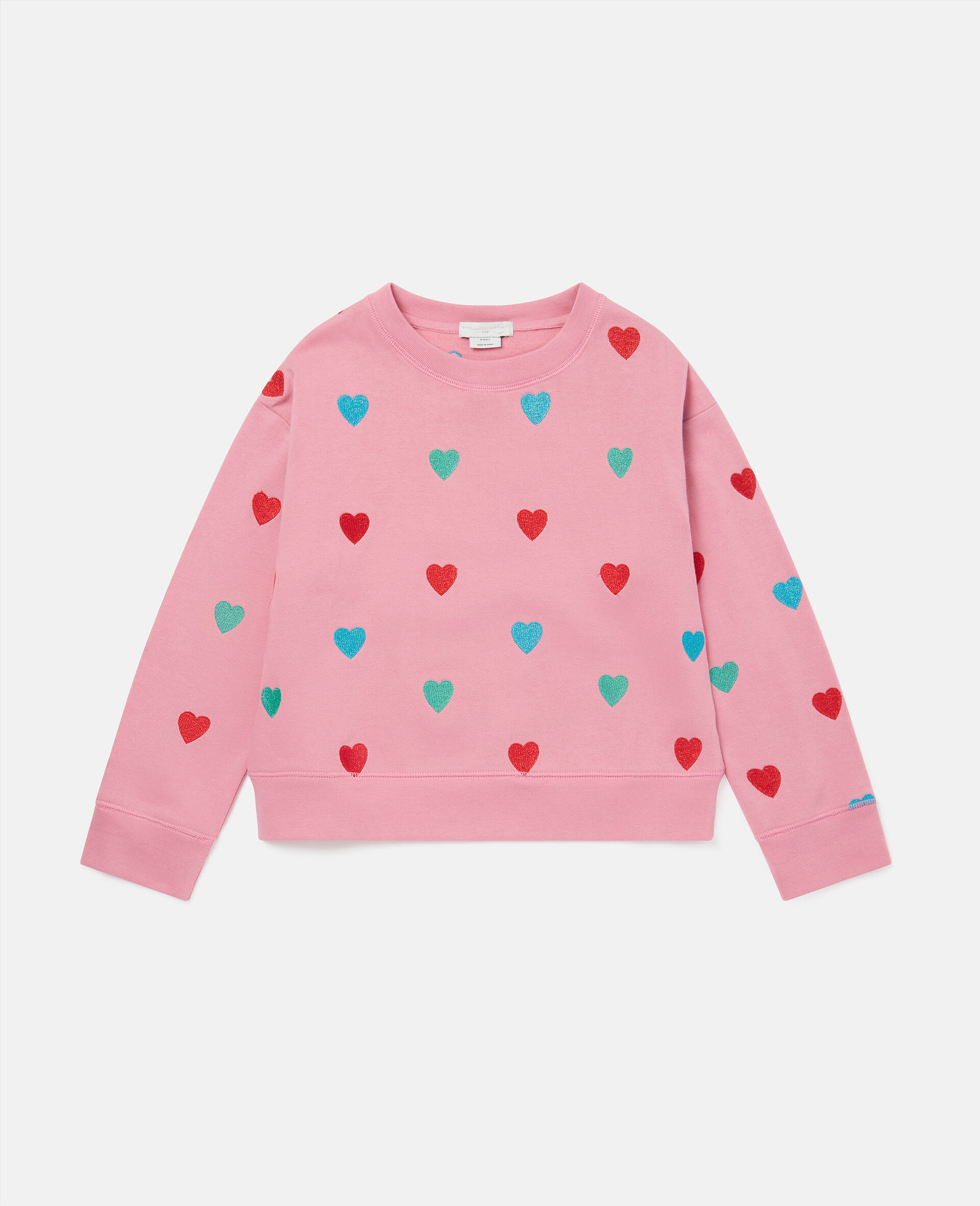 Heart Print Sweatshirt-Pink-large image number 0