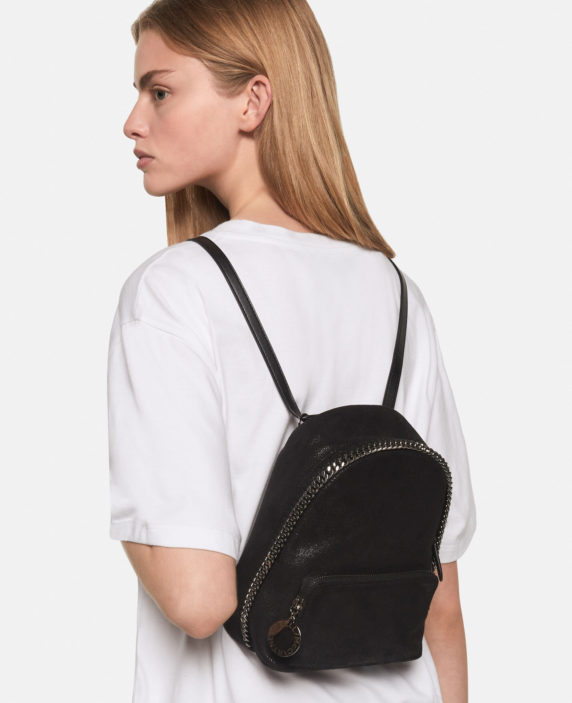 Women Midnight black Falabella Mini Backpack | Stella McCartney US
