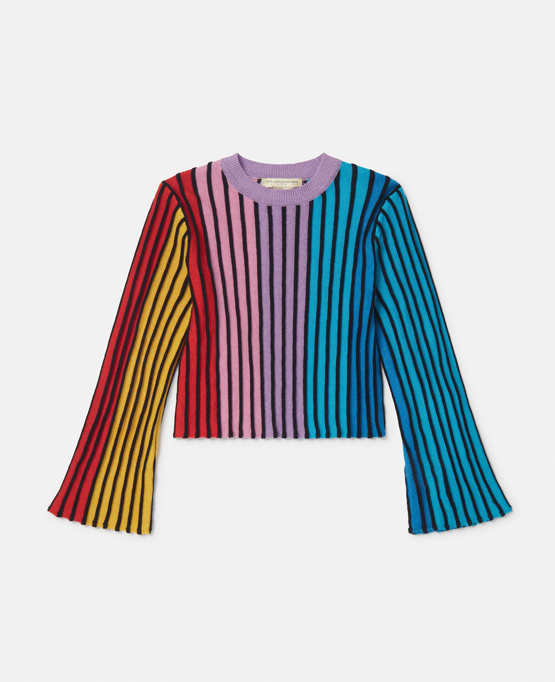 Rainbow Striped Flared Top -Multicoloured-large image number 0