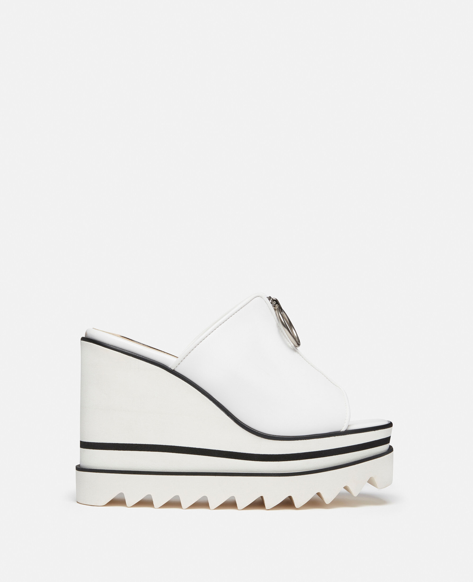 Women White Sneak-Elyse Zip Slide Wedge Sandals | Stella McCartney US