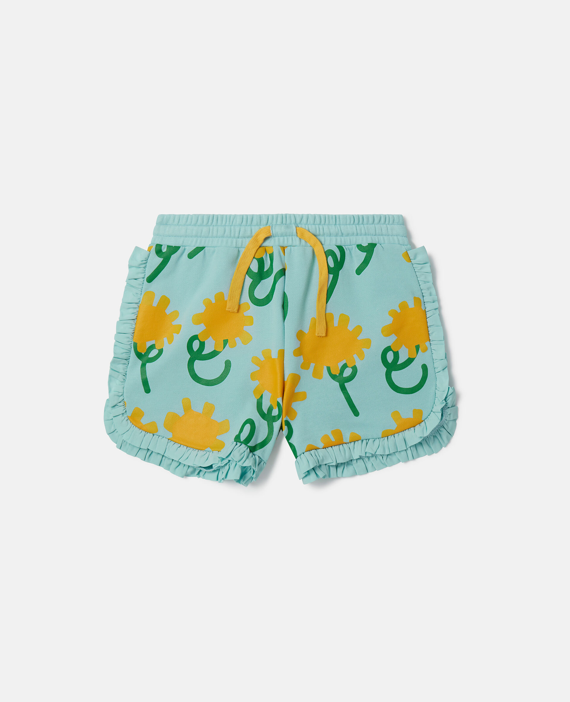 Sunflower Print Shorts-Blu-large image number 0