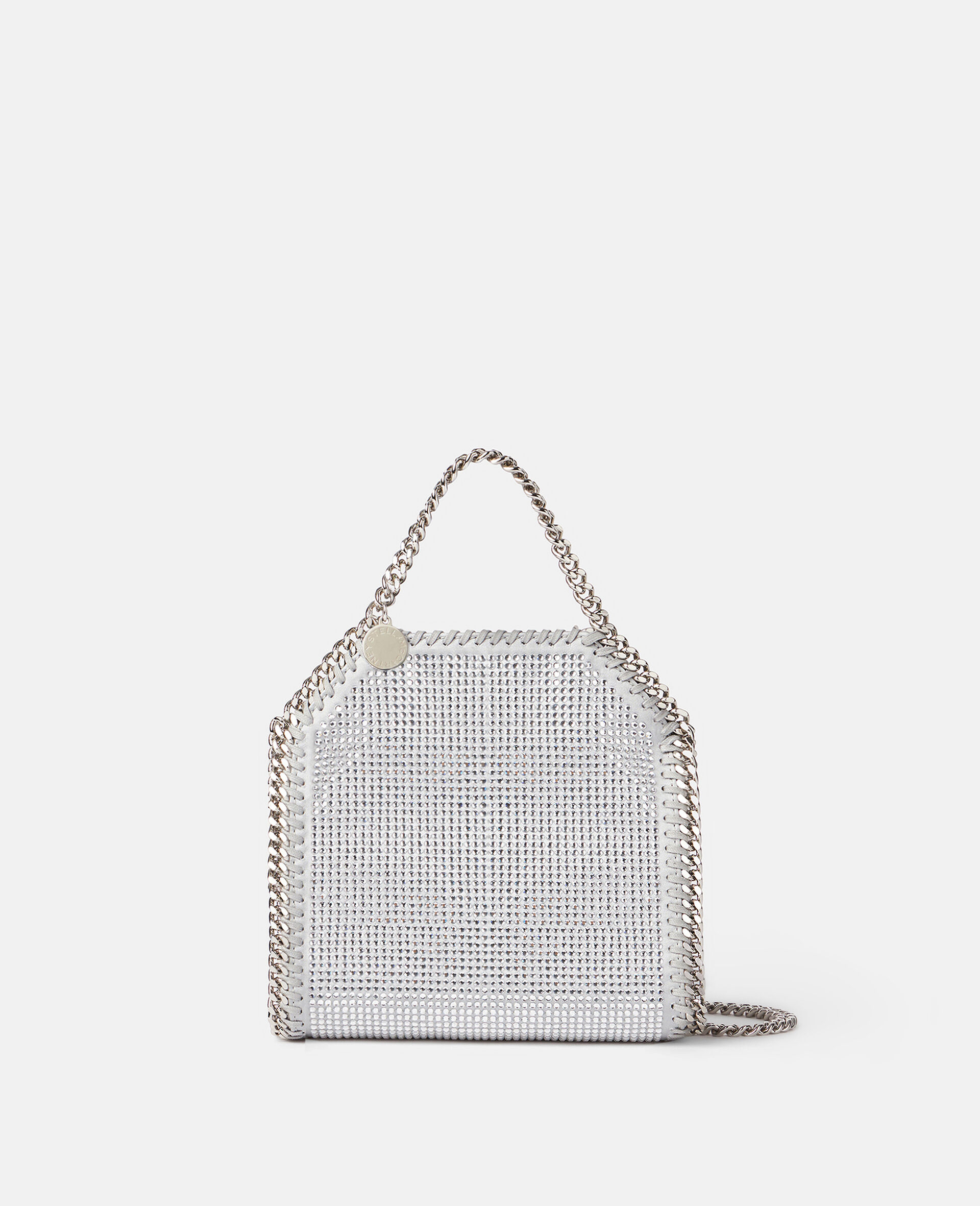Falabella Crystal Mesh Mini Tote Bag-Silver-model