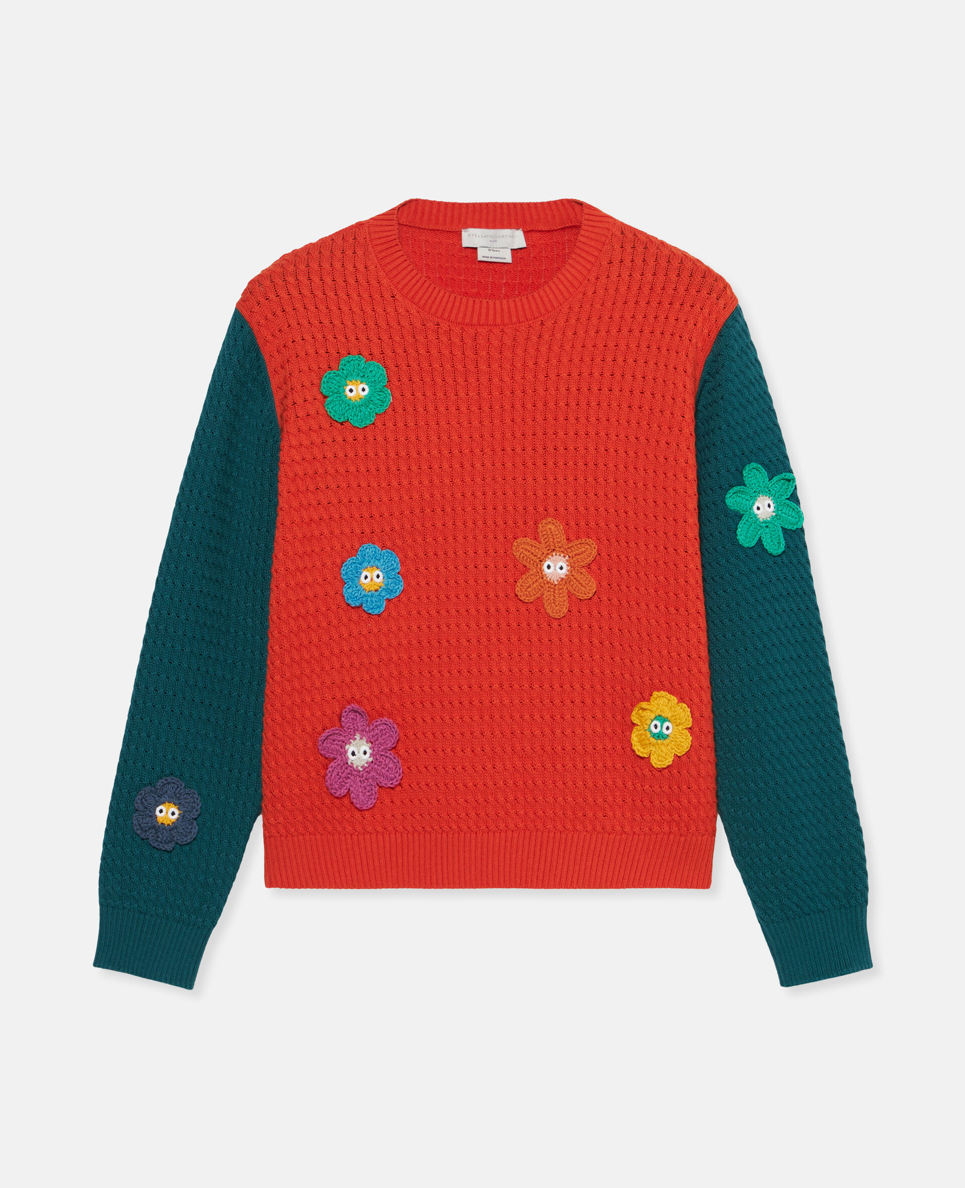 Smiley Flower Crochet Jumper-Red-large image number 0